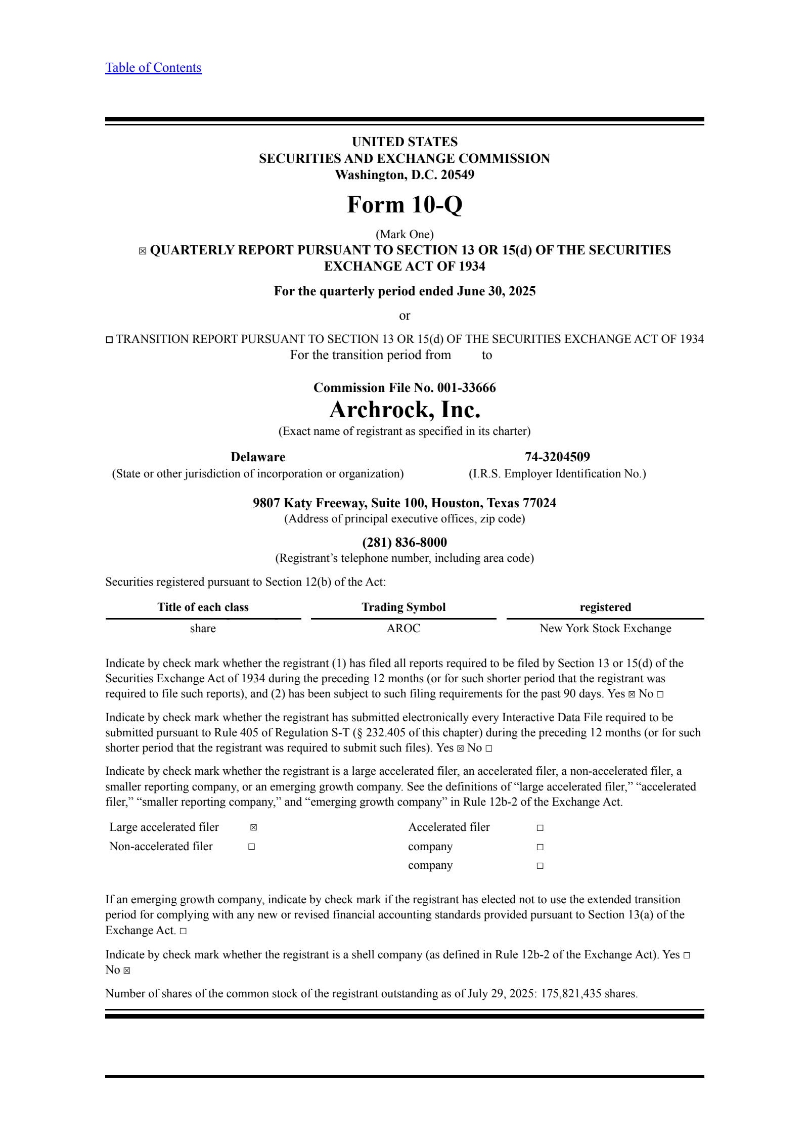 Archrock's Q2 2025 Quarterly report