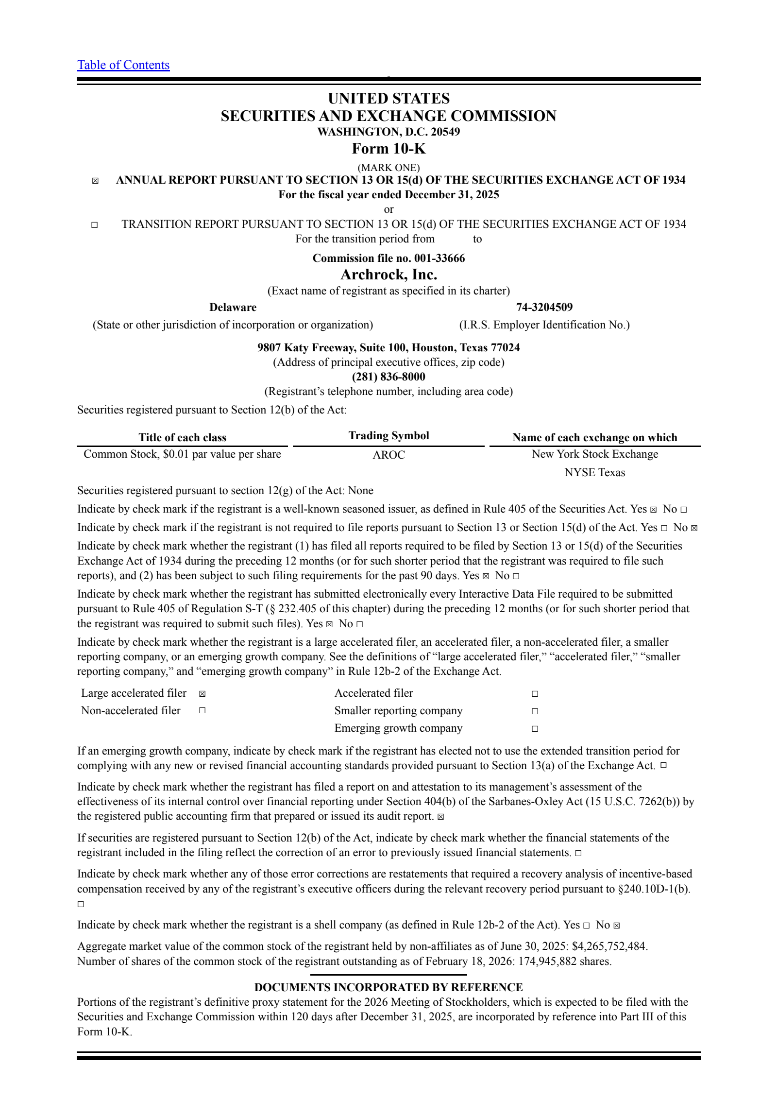 Archrock's Q4 2025 Annual report