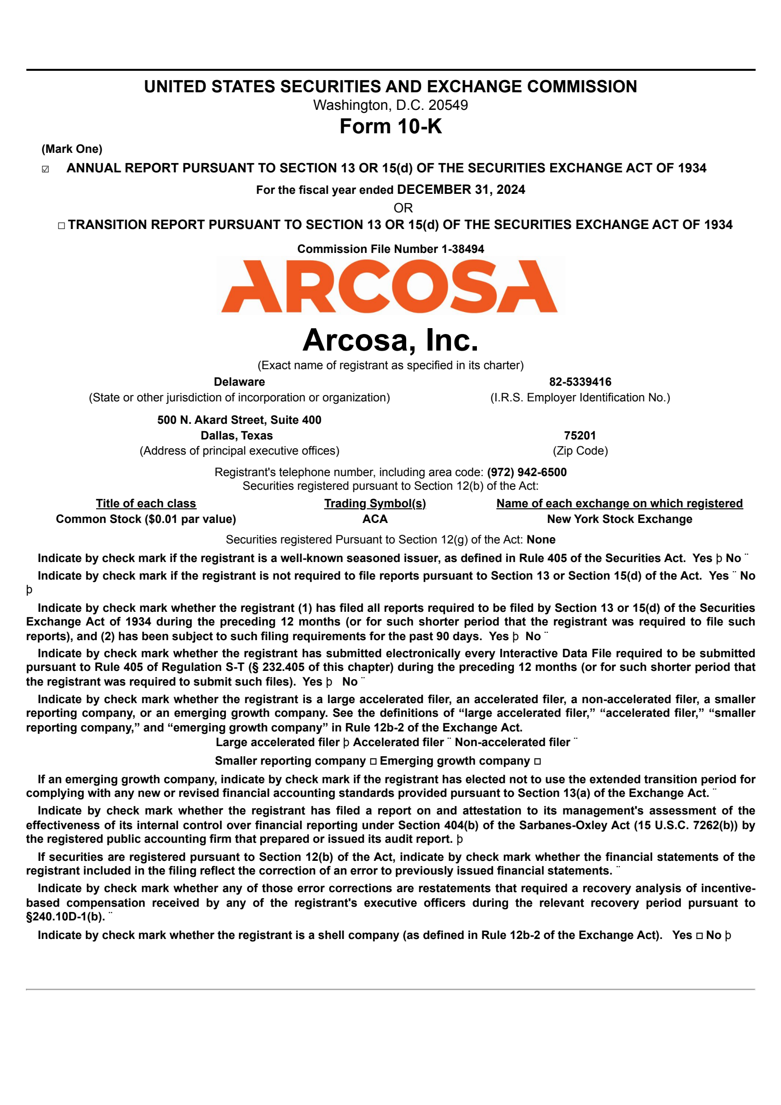 Arcosa's Q4 2024 Annual report