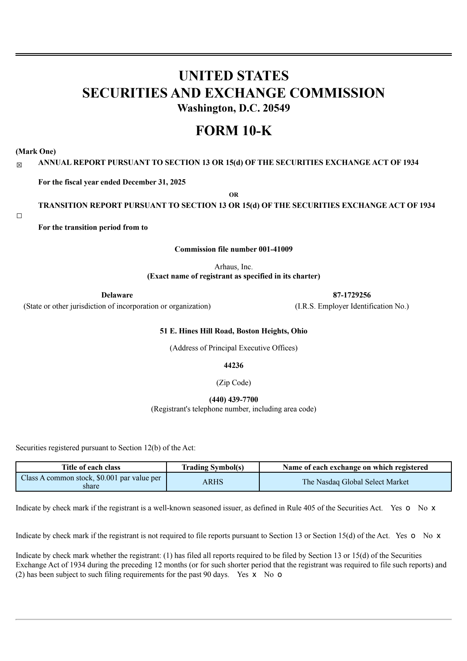 Arhaus' Q4 2025 Annual report