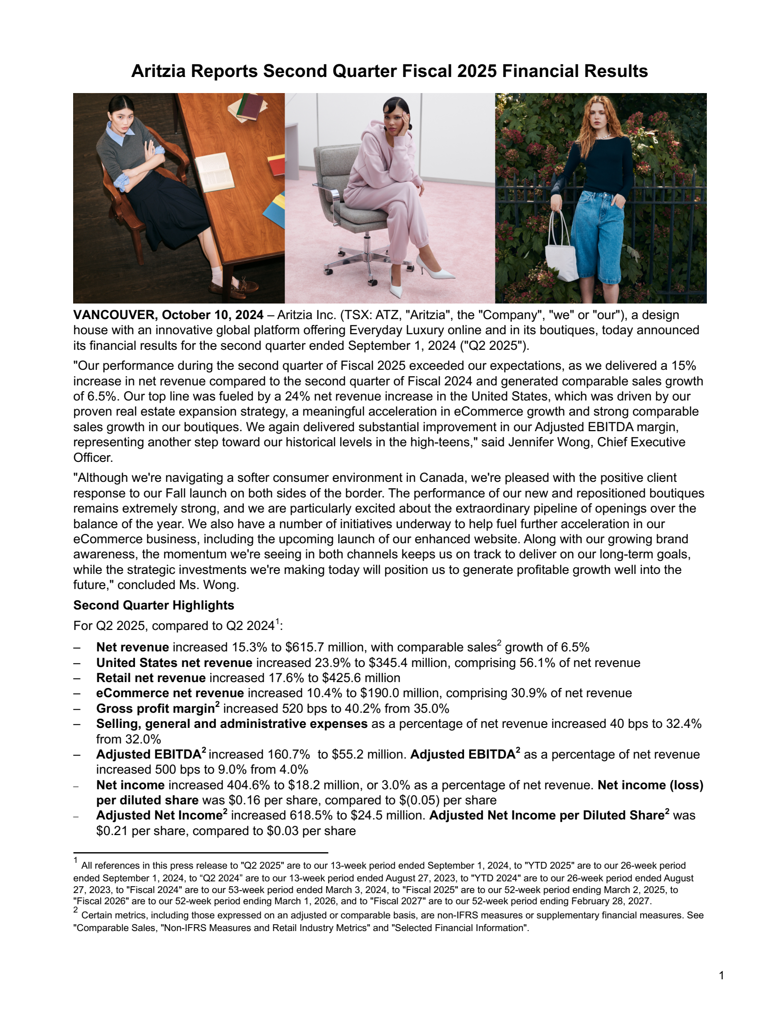 Aritzia's Q2 2025 Earnings Release