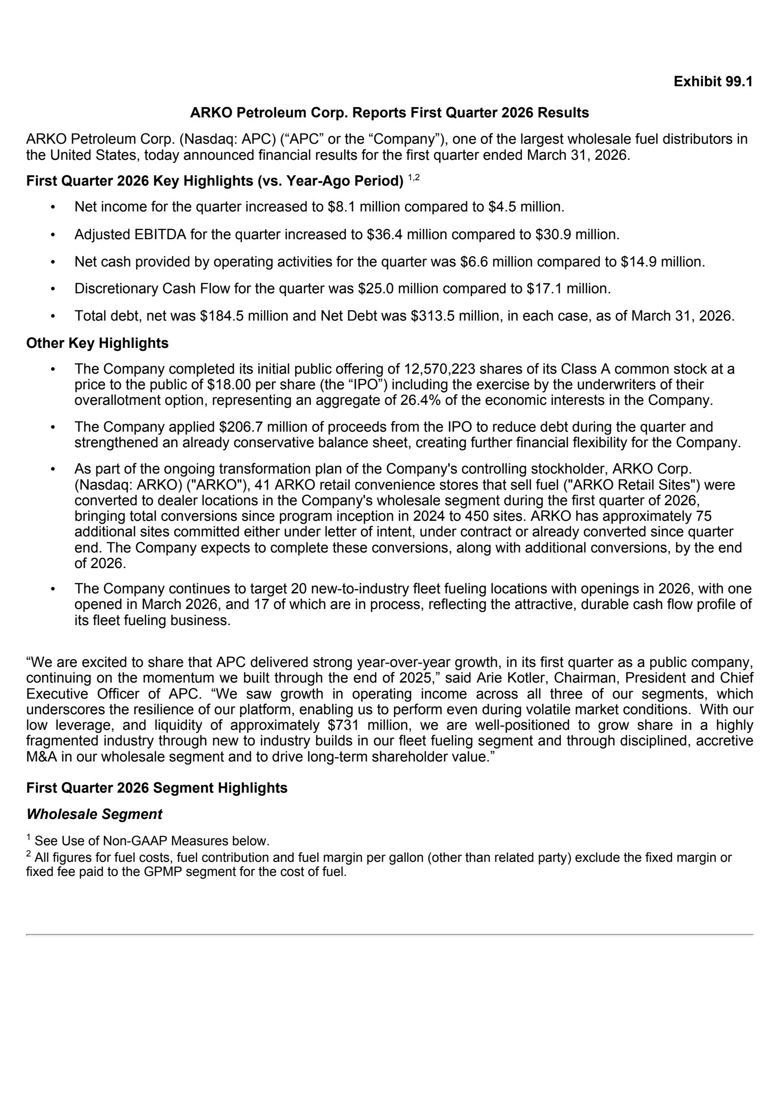 Anadarko Petroleum's Q1 2026 Press Release
