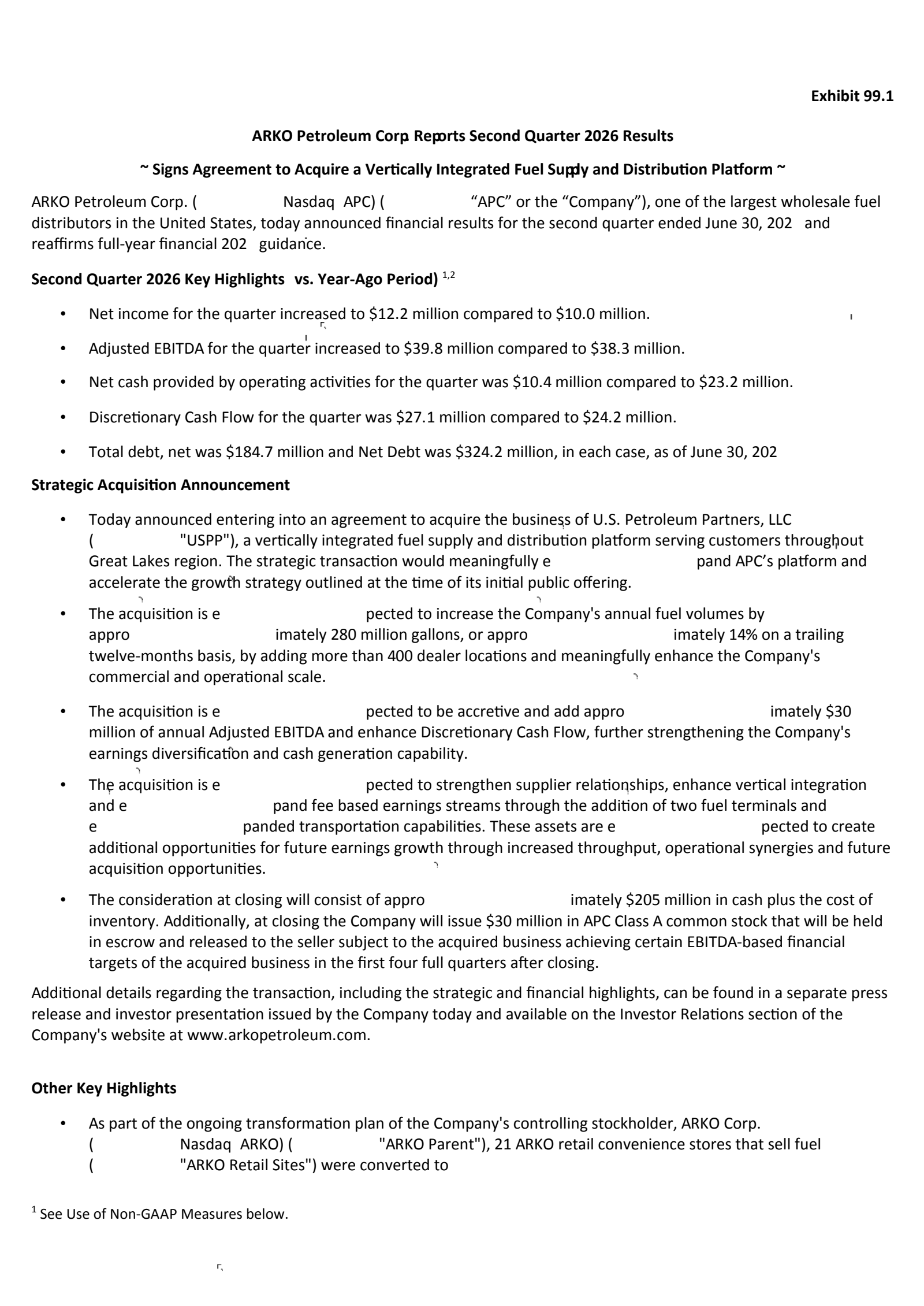 Anadarko Petroleum's Q2 2026 Press Release