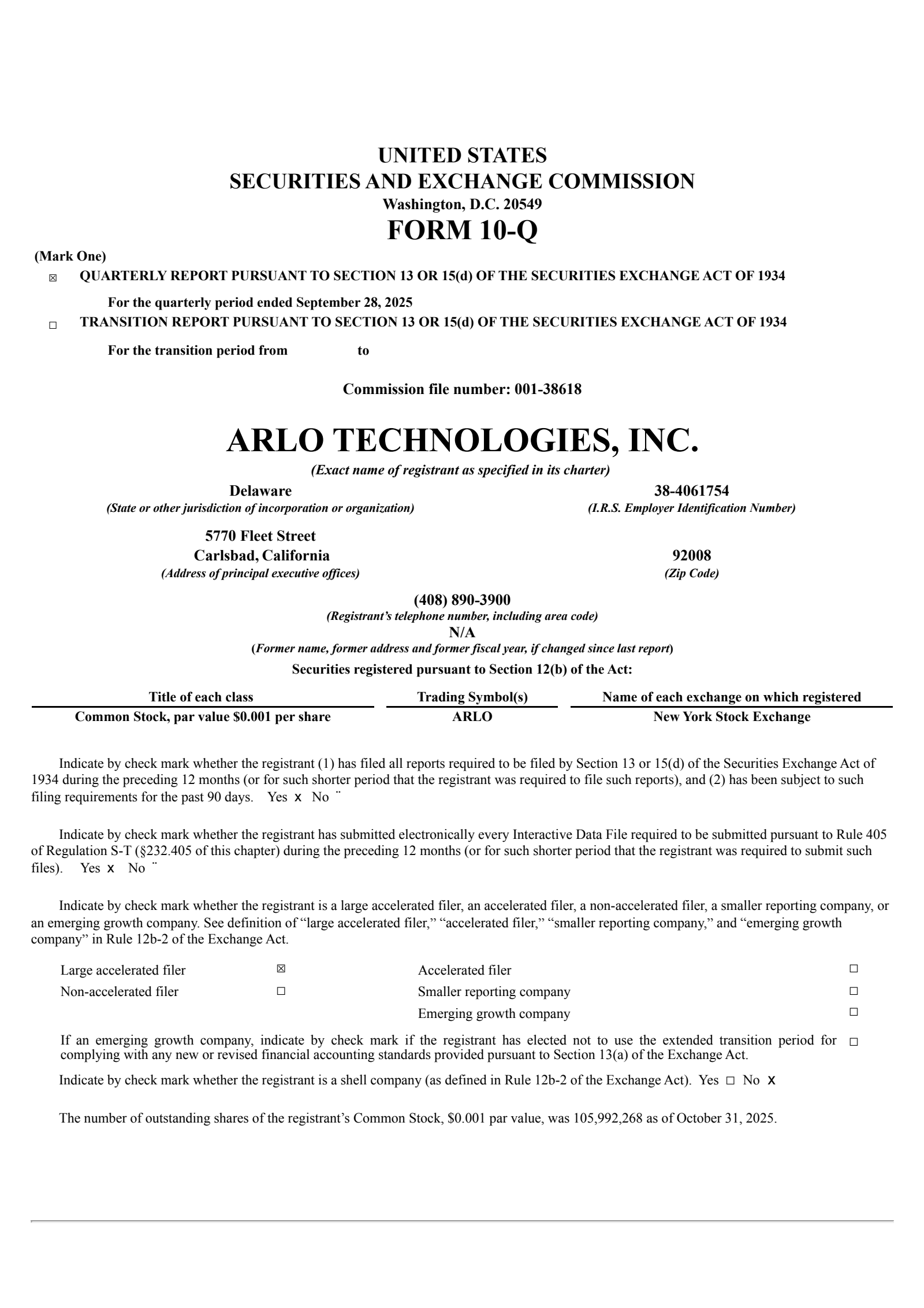 Arlo Technologies' Q3 2025 Quarterly Report