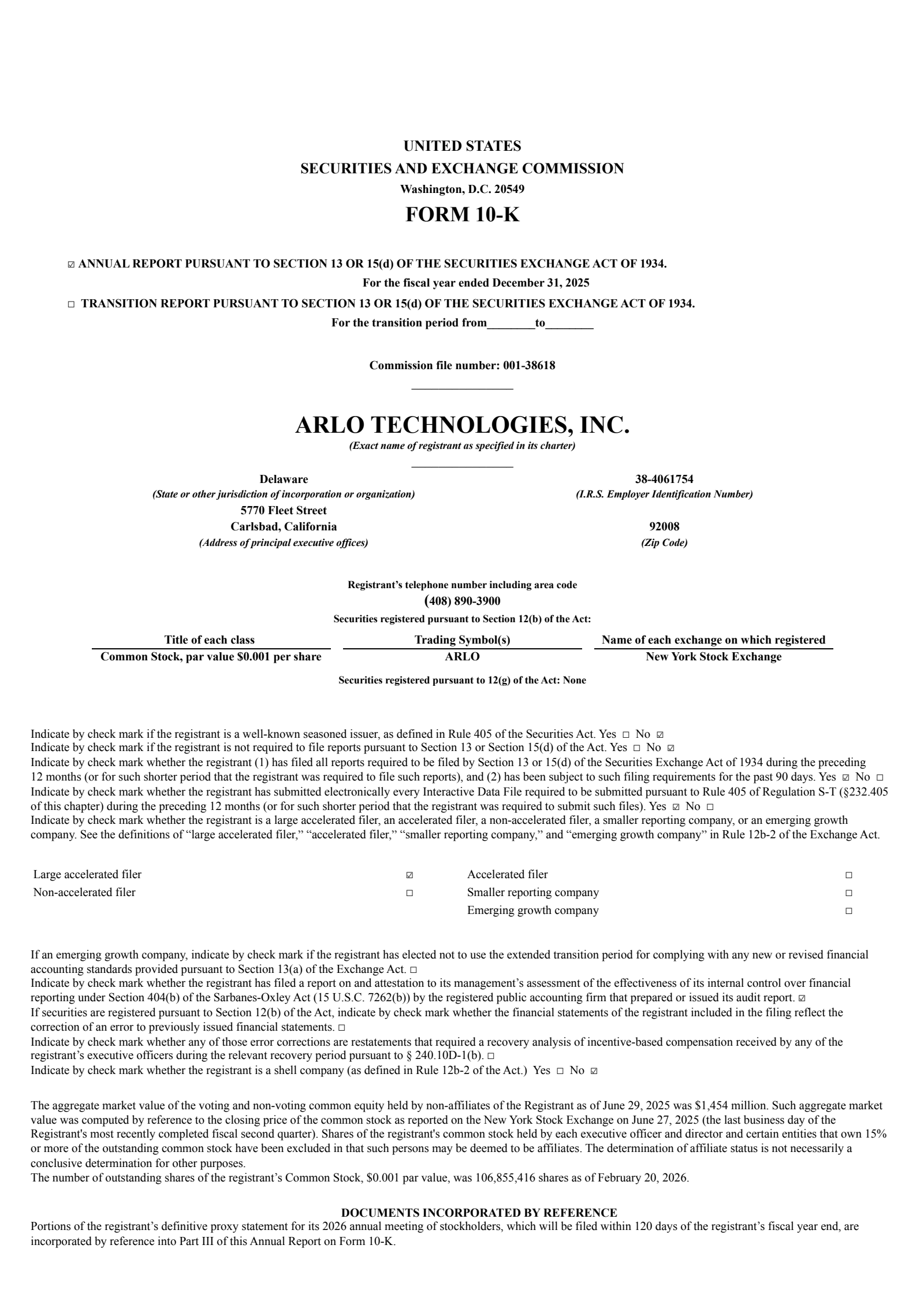 Arlo Technologies' Q4 2025 Annual report