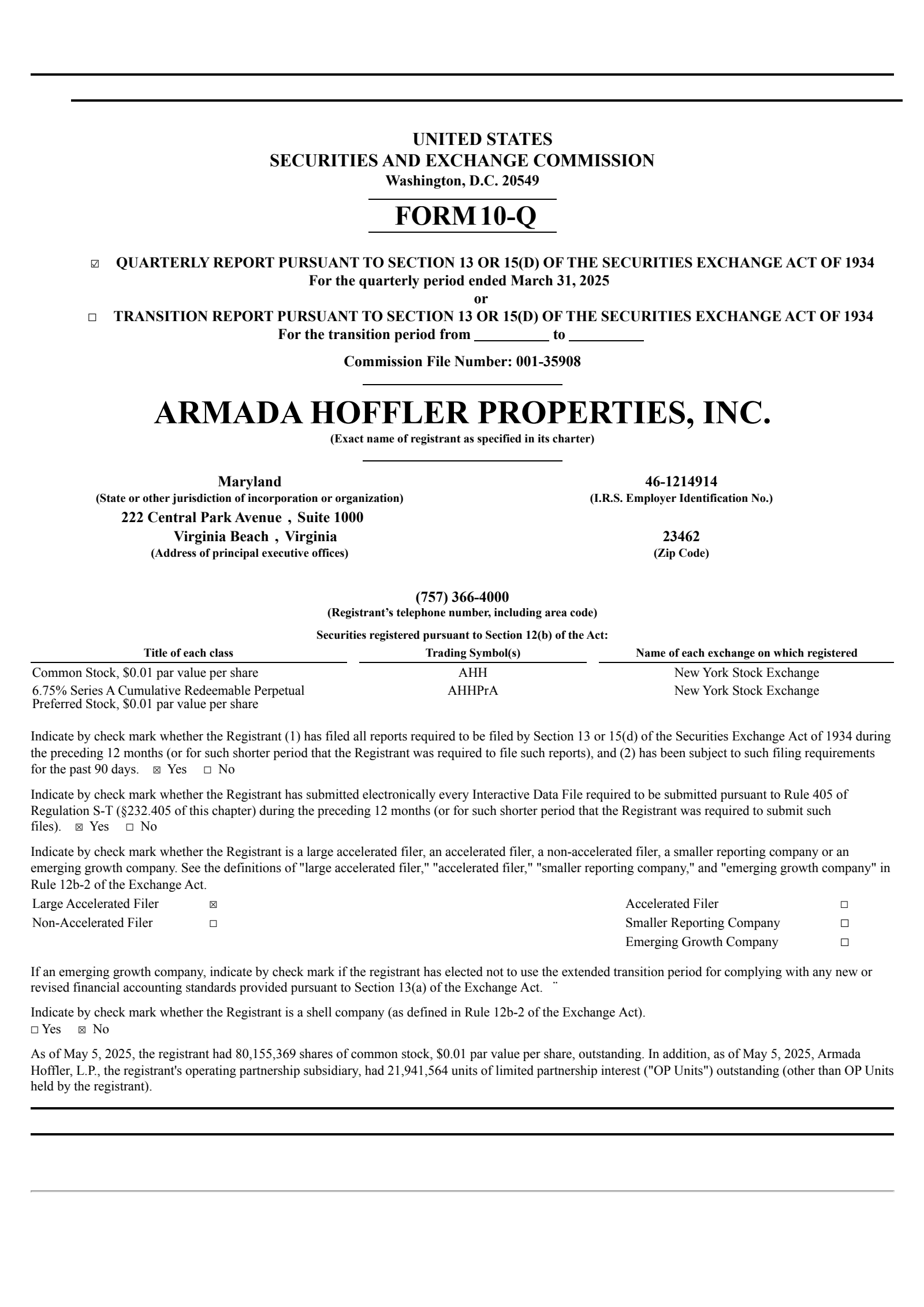 Armada Hoffler Properties' Q1 2025 Quarterly report