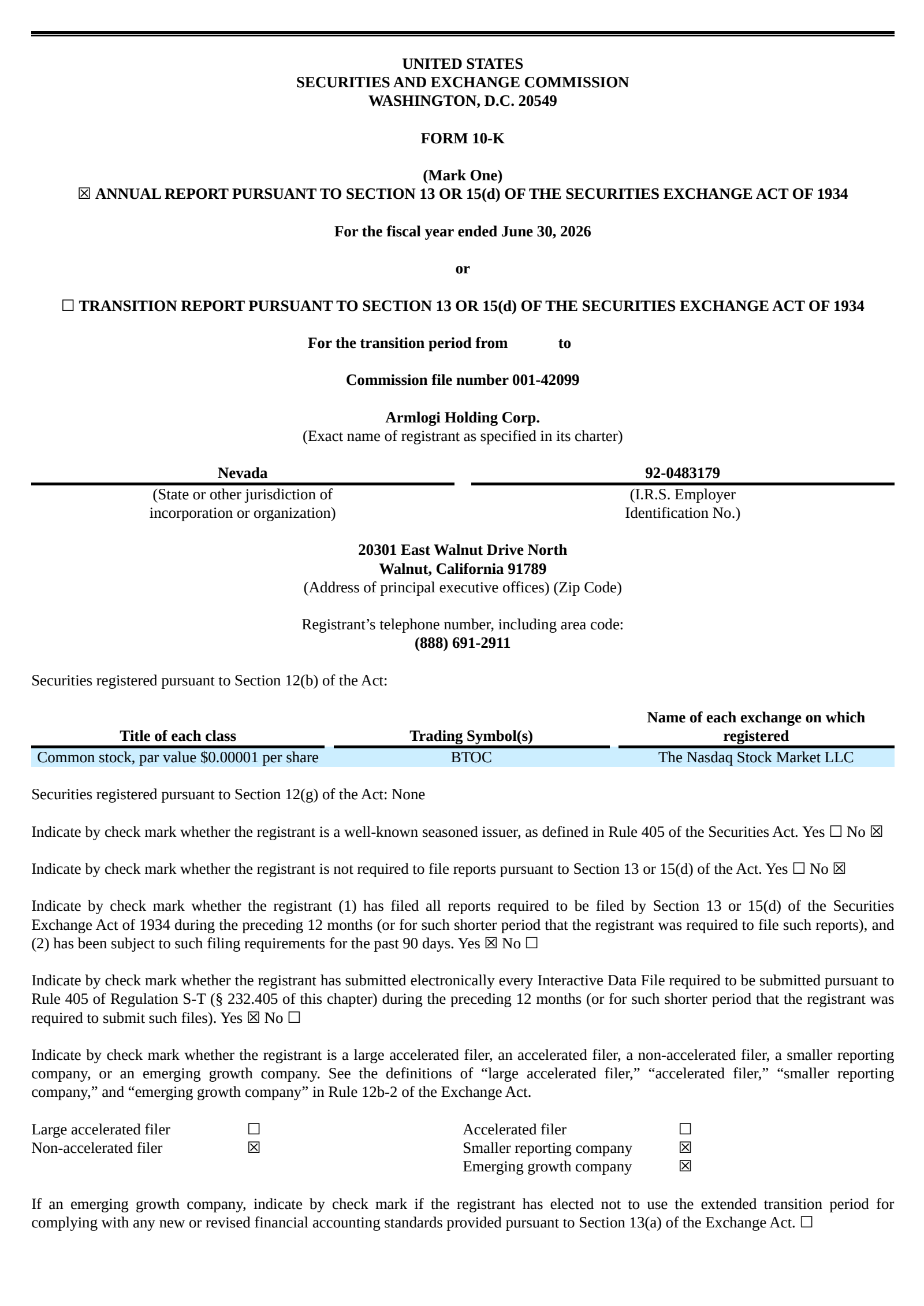 Armlogi's Q4 2026 Annual report