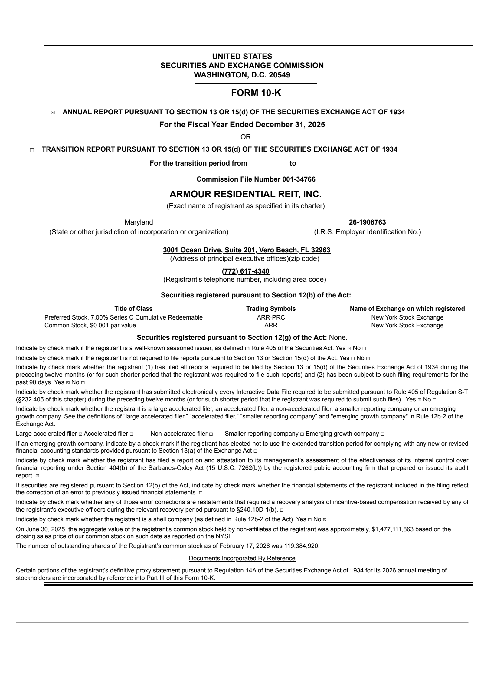 ARMOUR Residential REIT's Q4 2025 Annual report