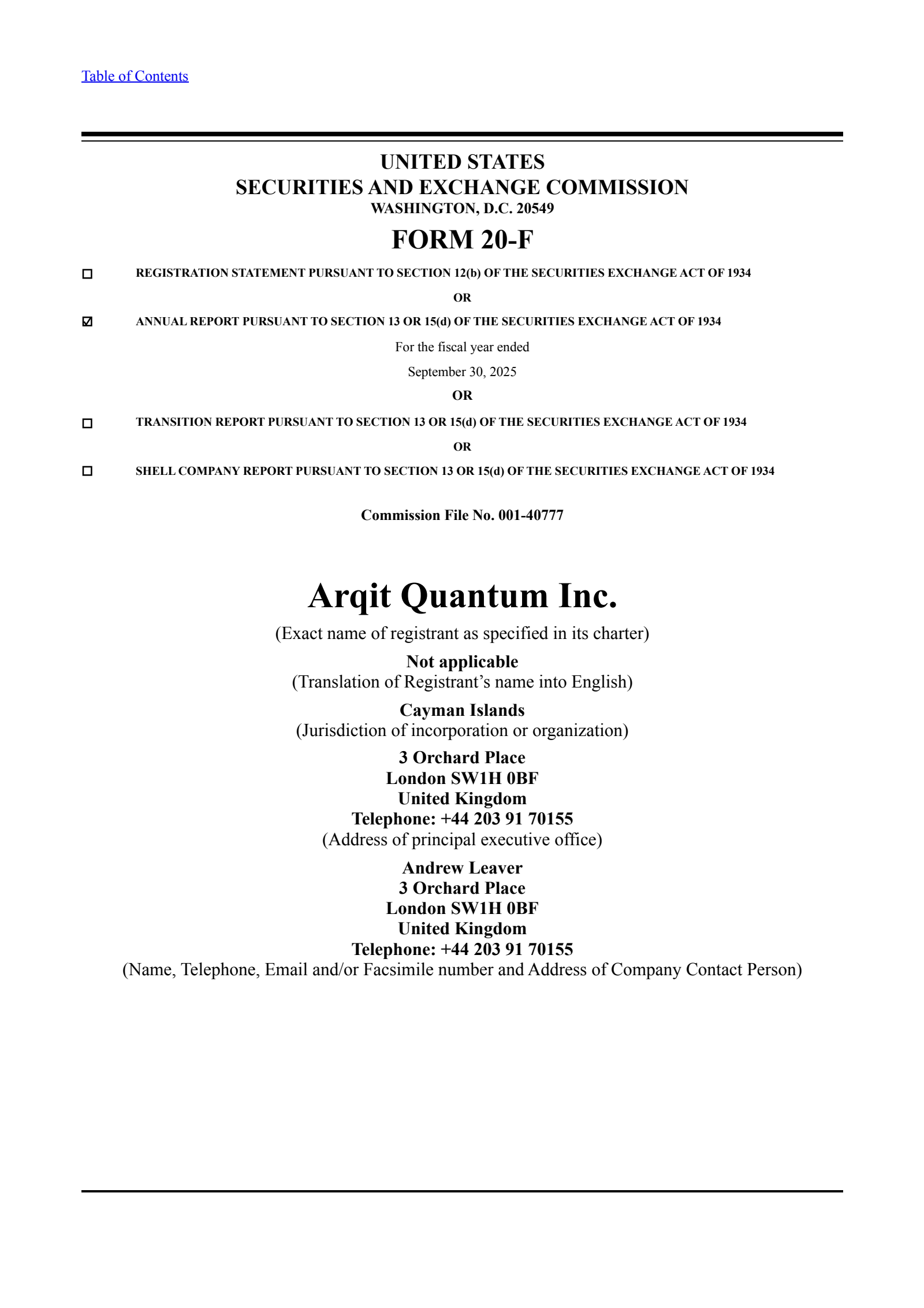 Arqit Quantum's H2 2025 Annual Report