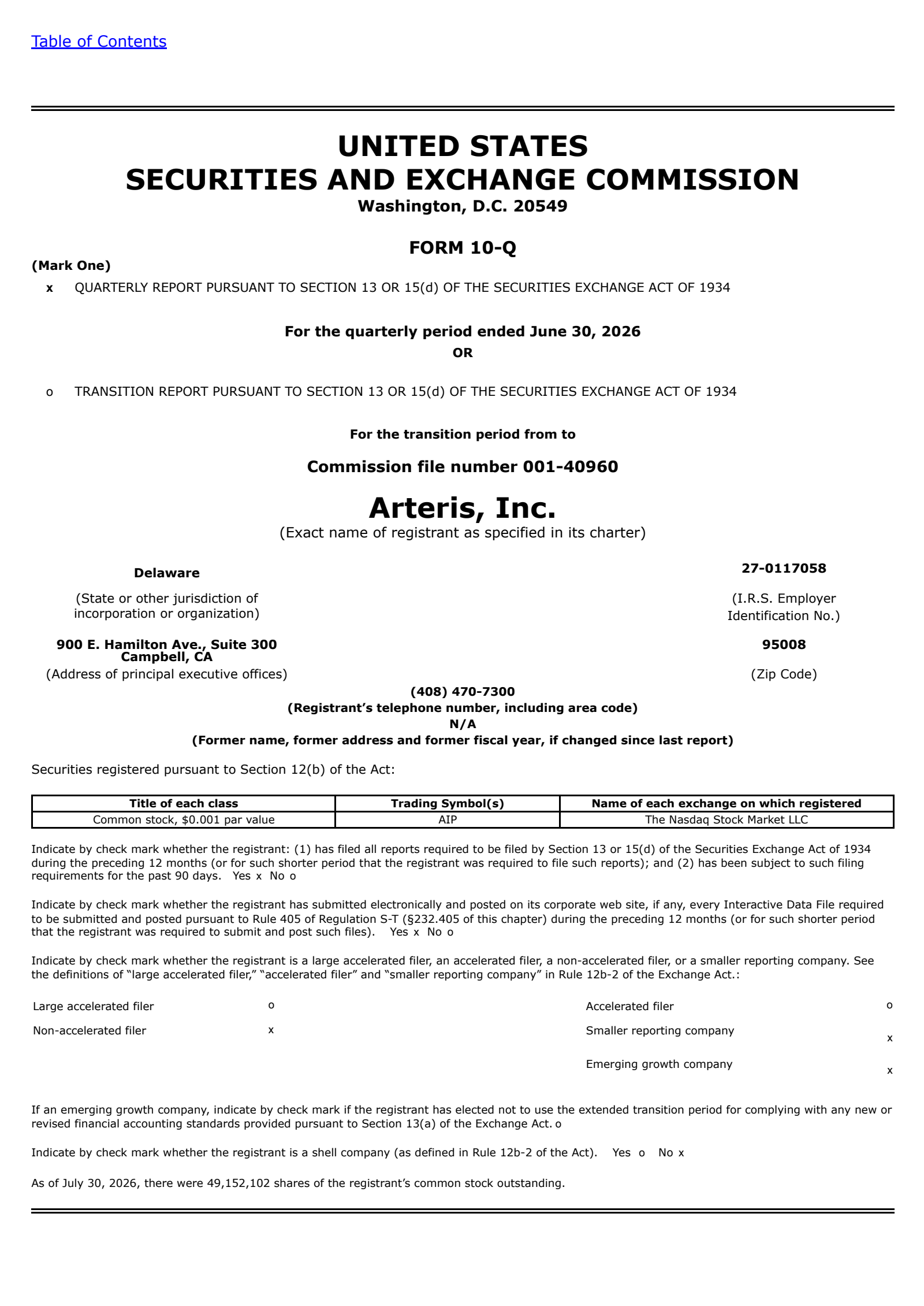 Arteris' Q2 2026 Quarterly report
