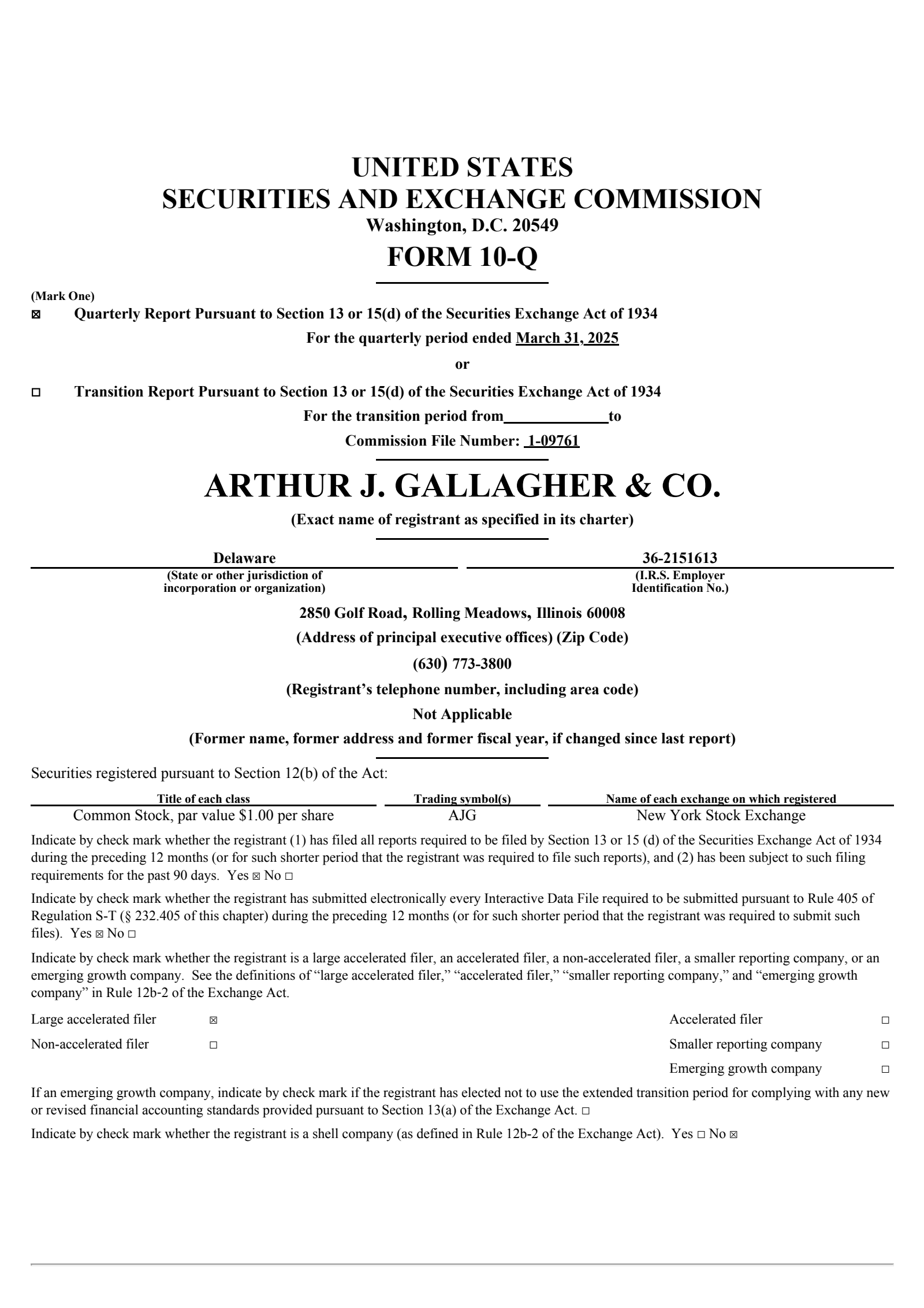 Arthur J. Gallagher & Co.'s Q1 2025 Quarterly report