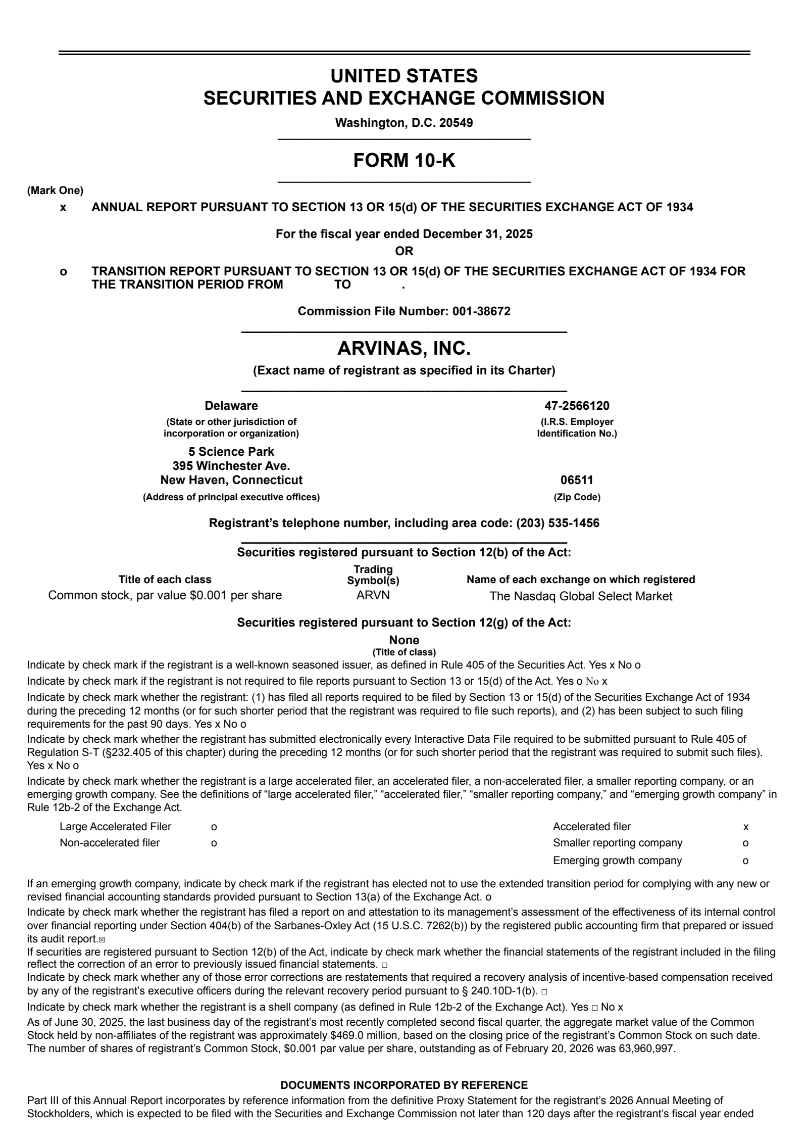 Arvinas' Q4 2025 Annual report