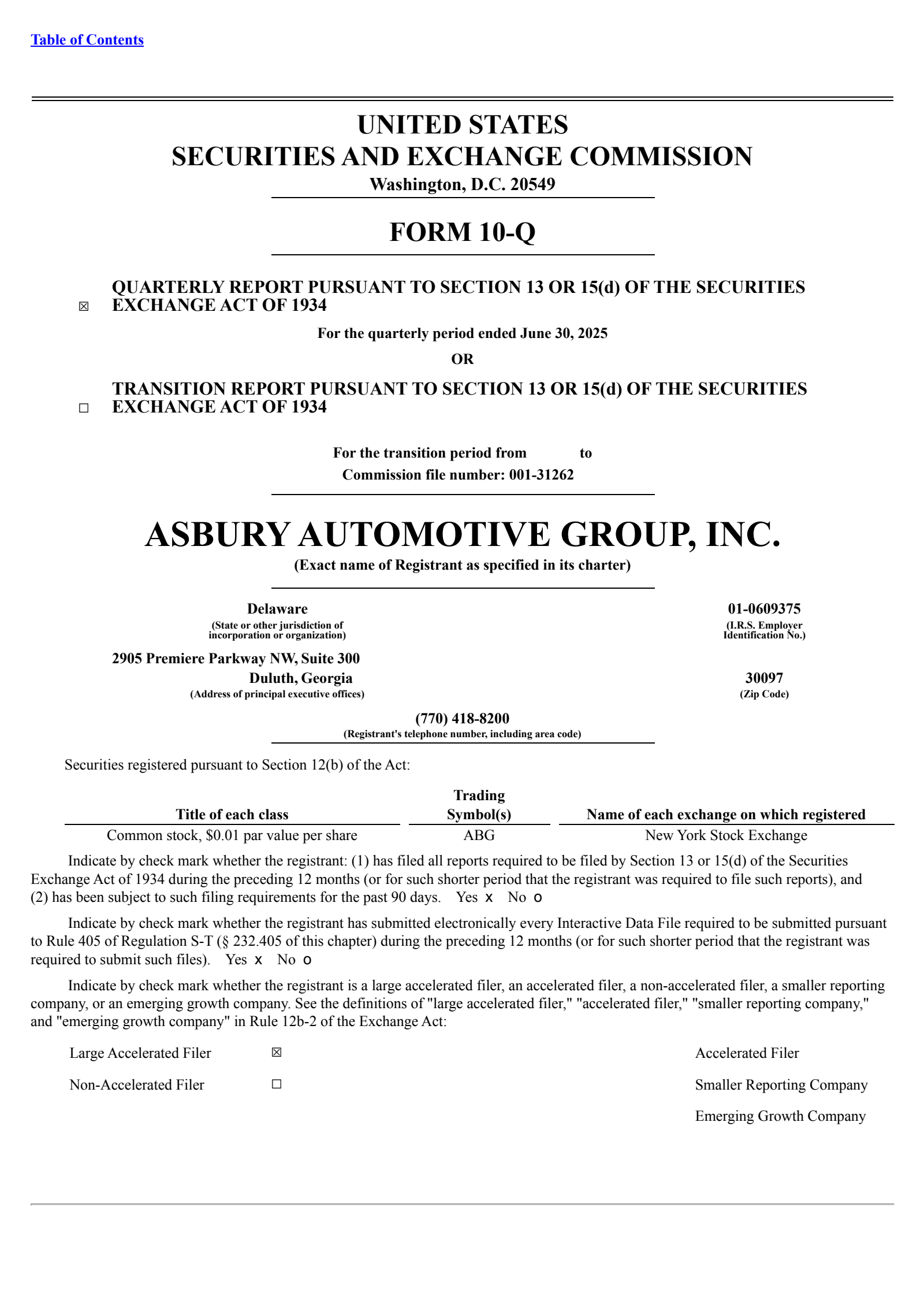 Asbury Automotive Group's Q2 2025 Quarterly report
