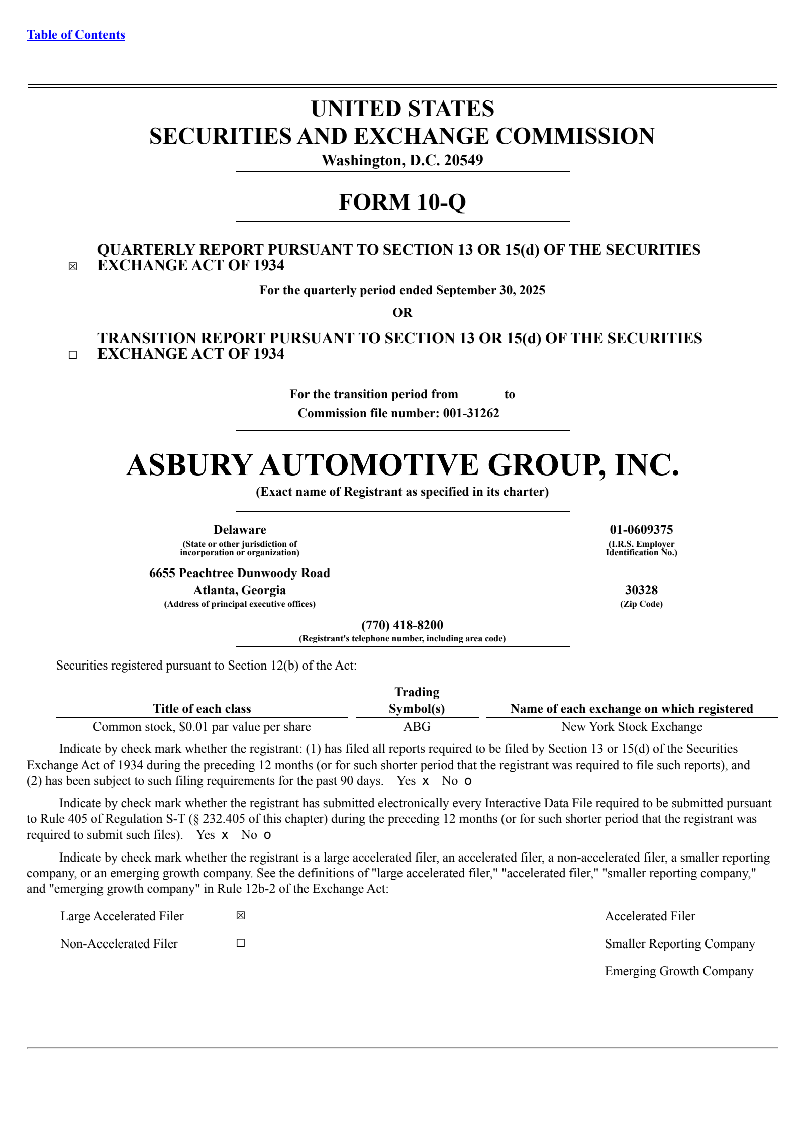 Asbury Automotive Group's Q3 2025 Quarterly Report
