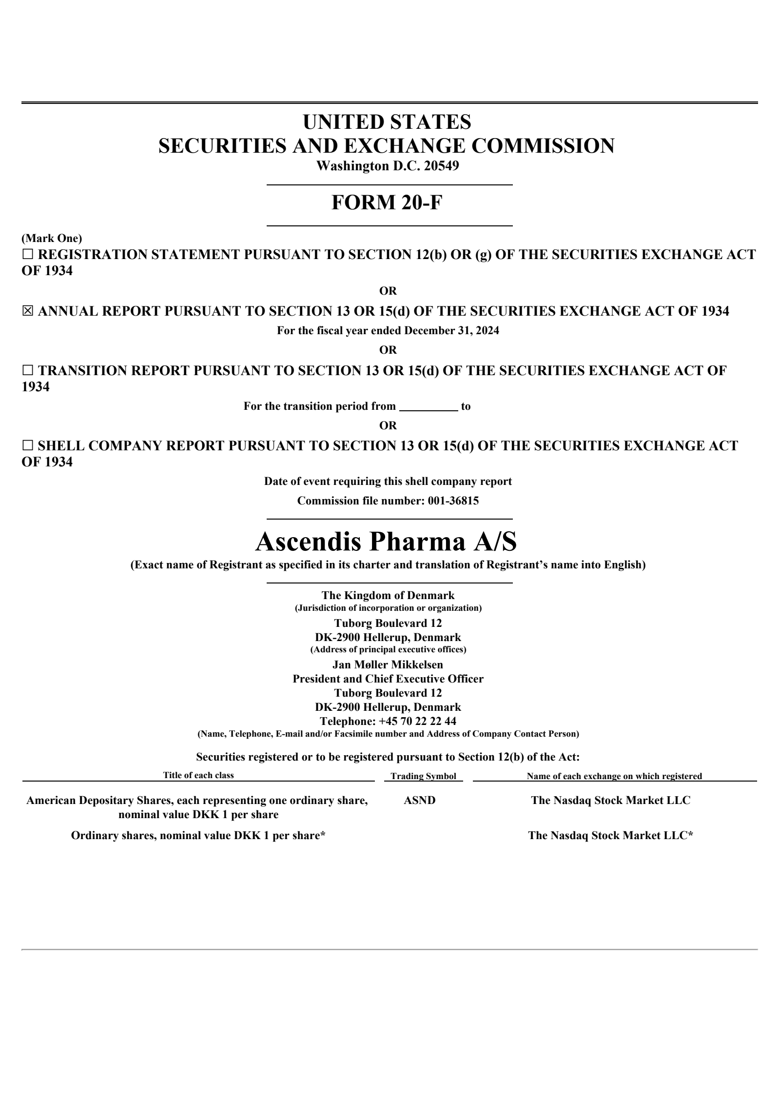Ascendis Pharma A/S's Q4 2024 Annual Report