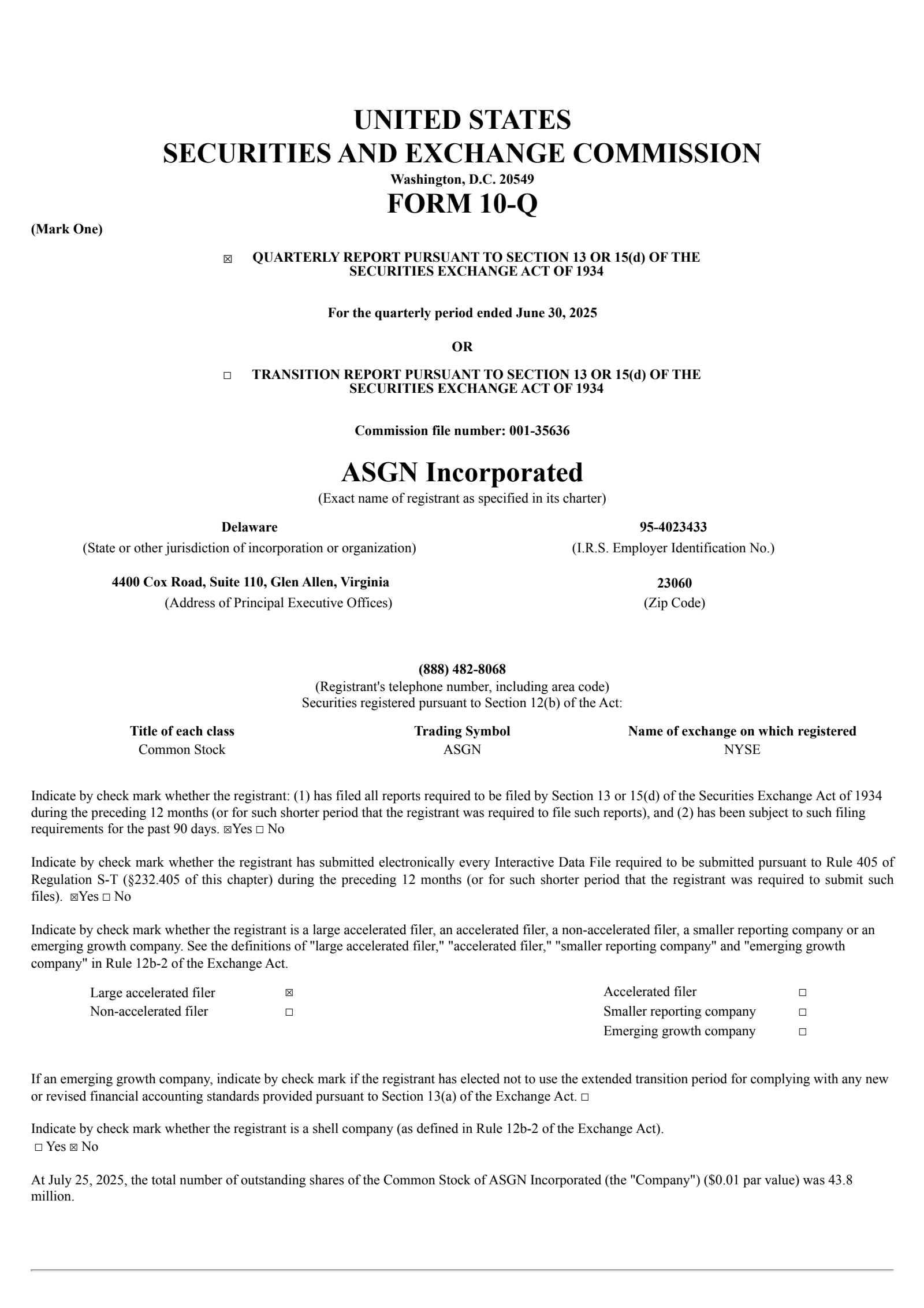 ASGN's Q2 2025 Quarterly report