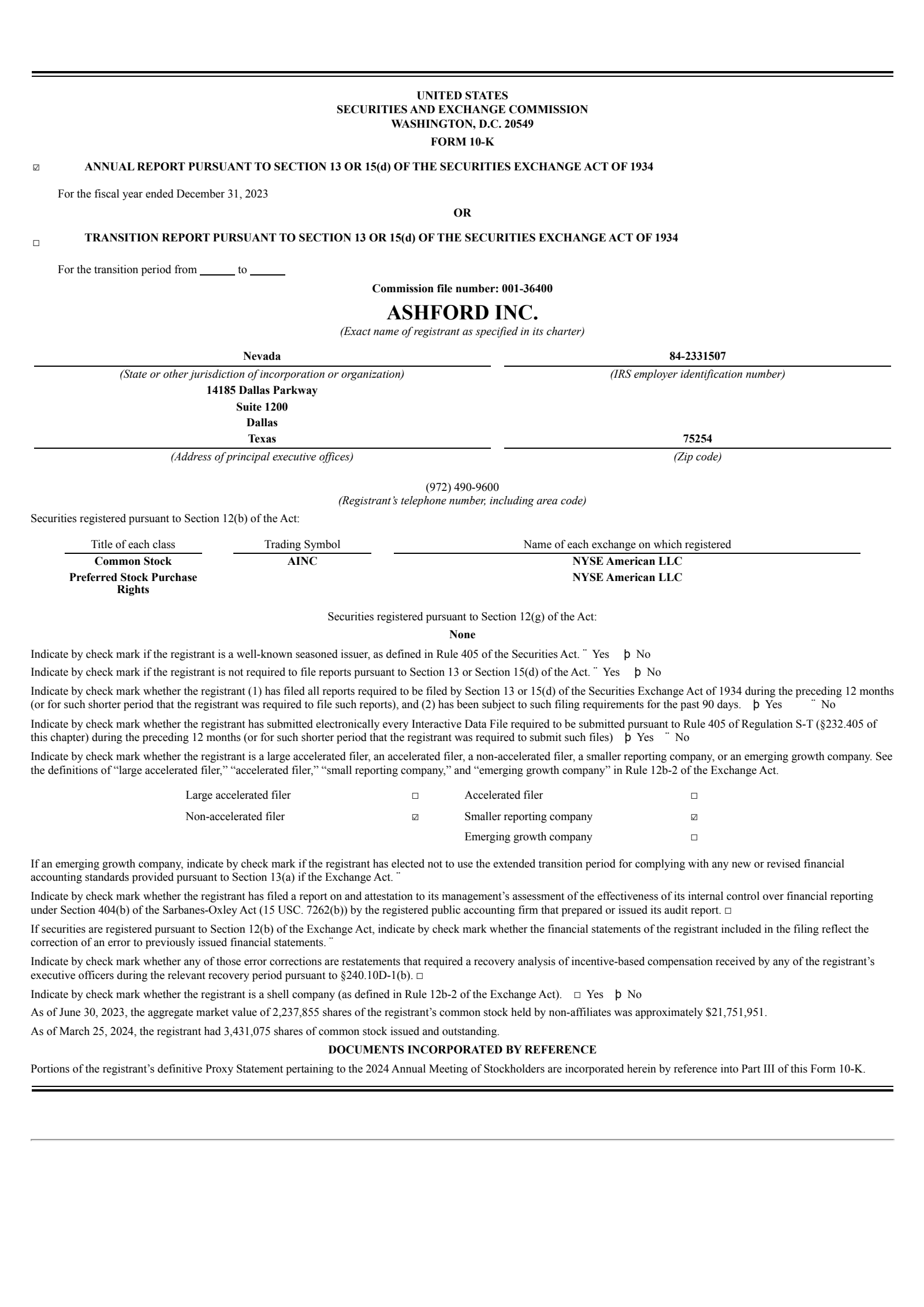 Ainc AINC Q4 2023 Earnings Report on 2/29/2024