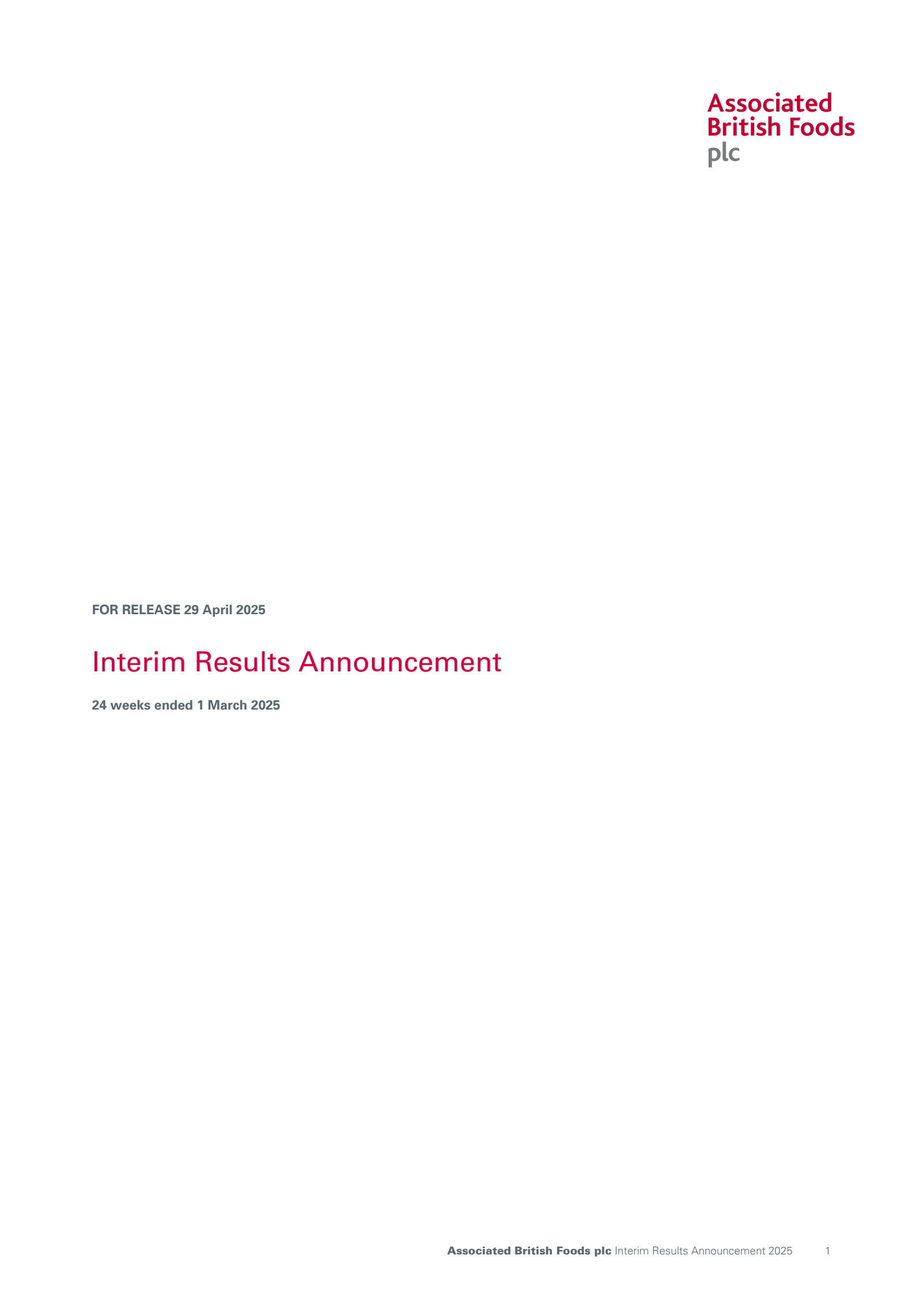 Associated British Foods' H1 2025 Interim report