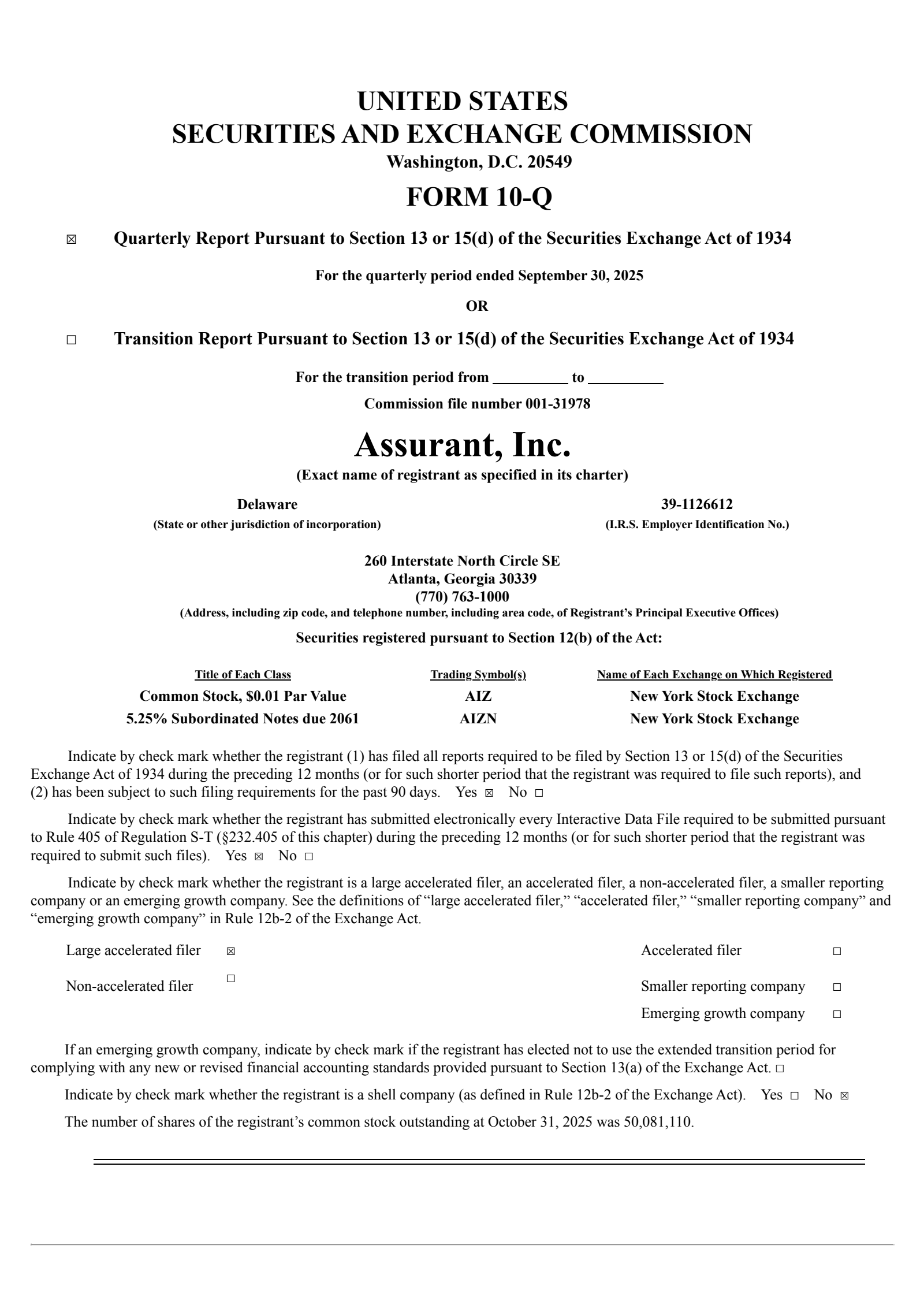 Assurant's Q3 2025 Quarterly Report