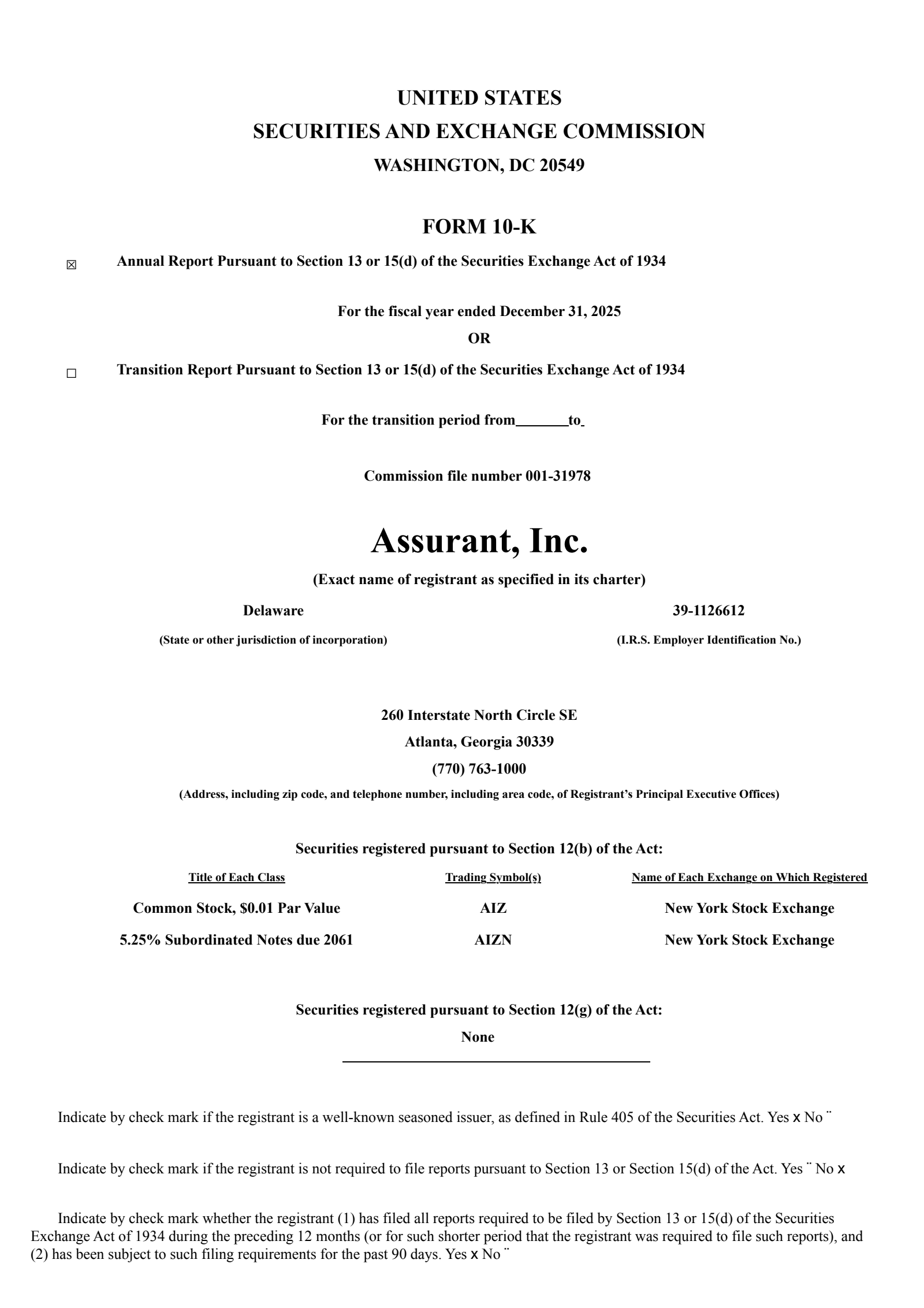 Assurant's Q4 2025 Annual report