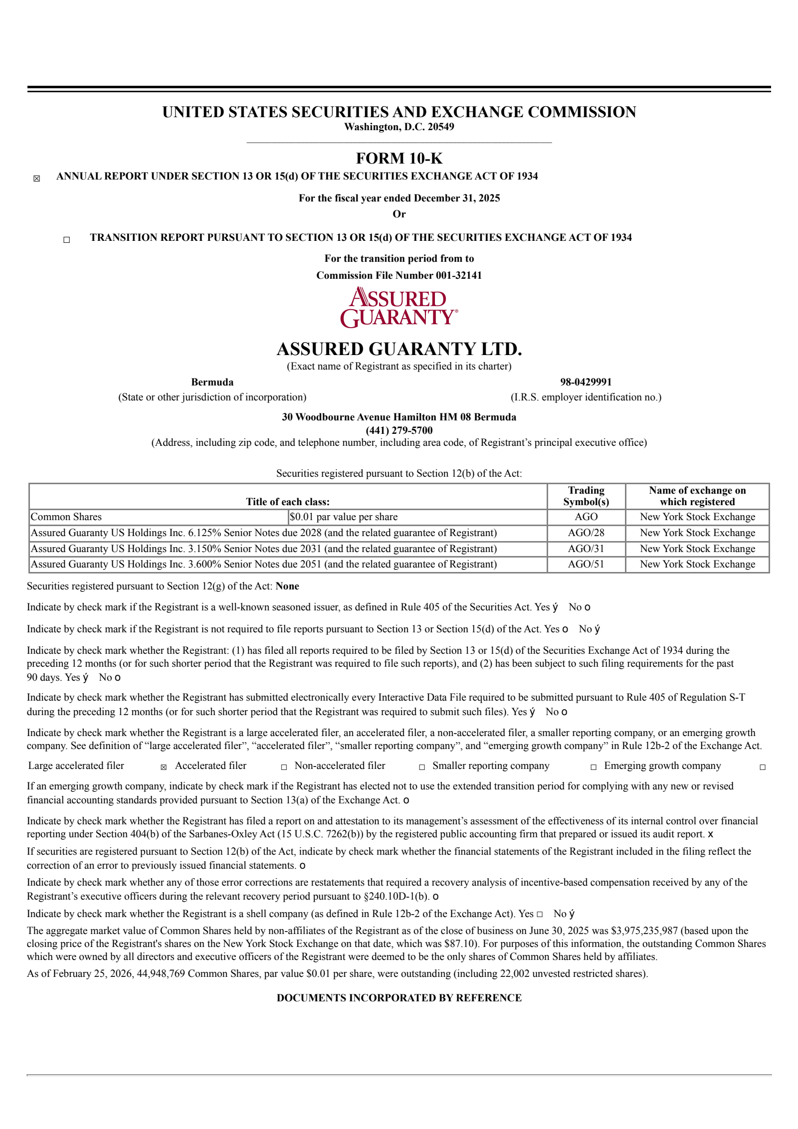 Assured Guaranty's Q4 2025 Annual report