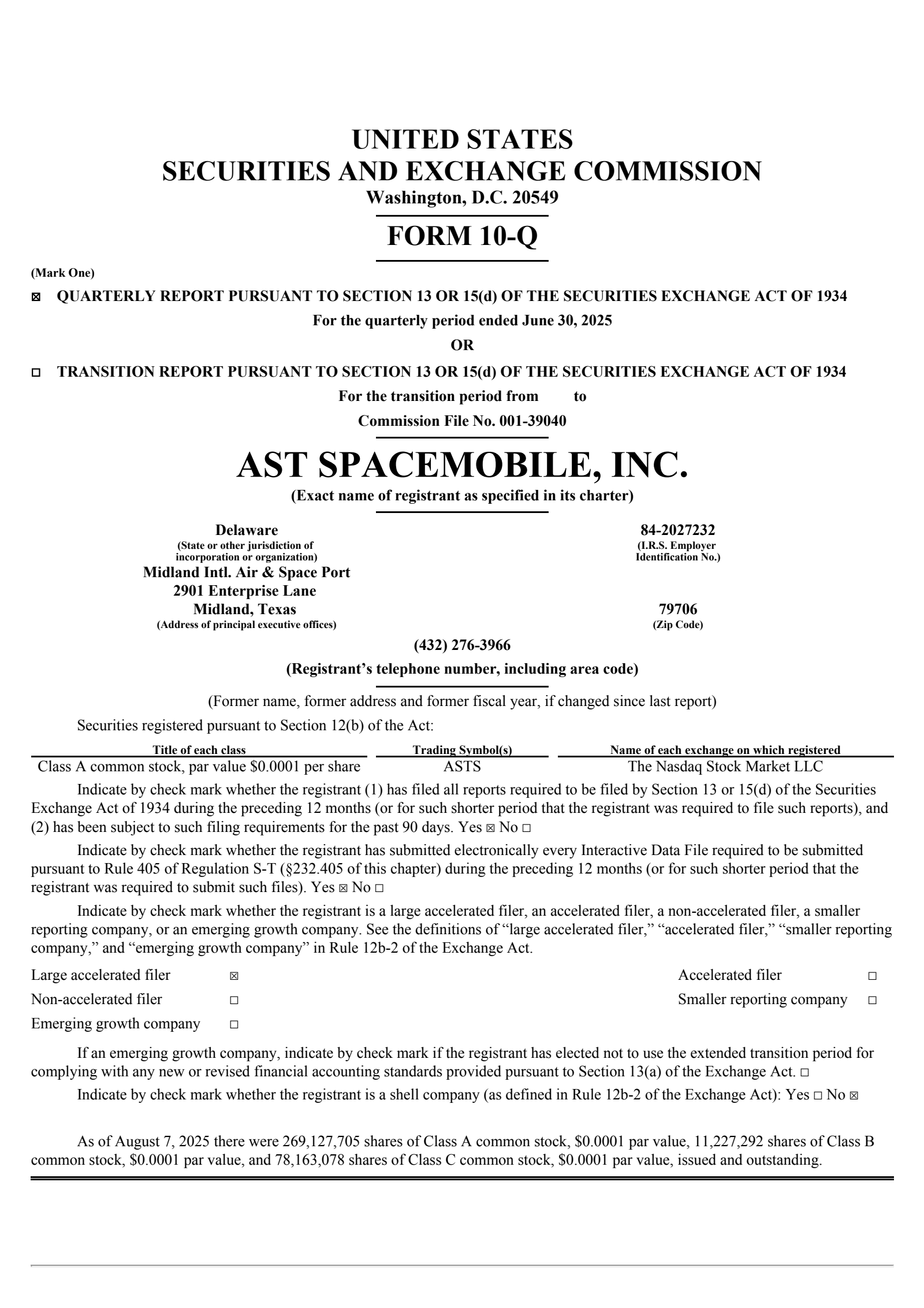 AST SpaceMobile's Q2 2025 Quarterly report