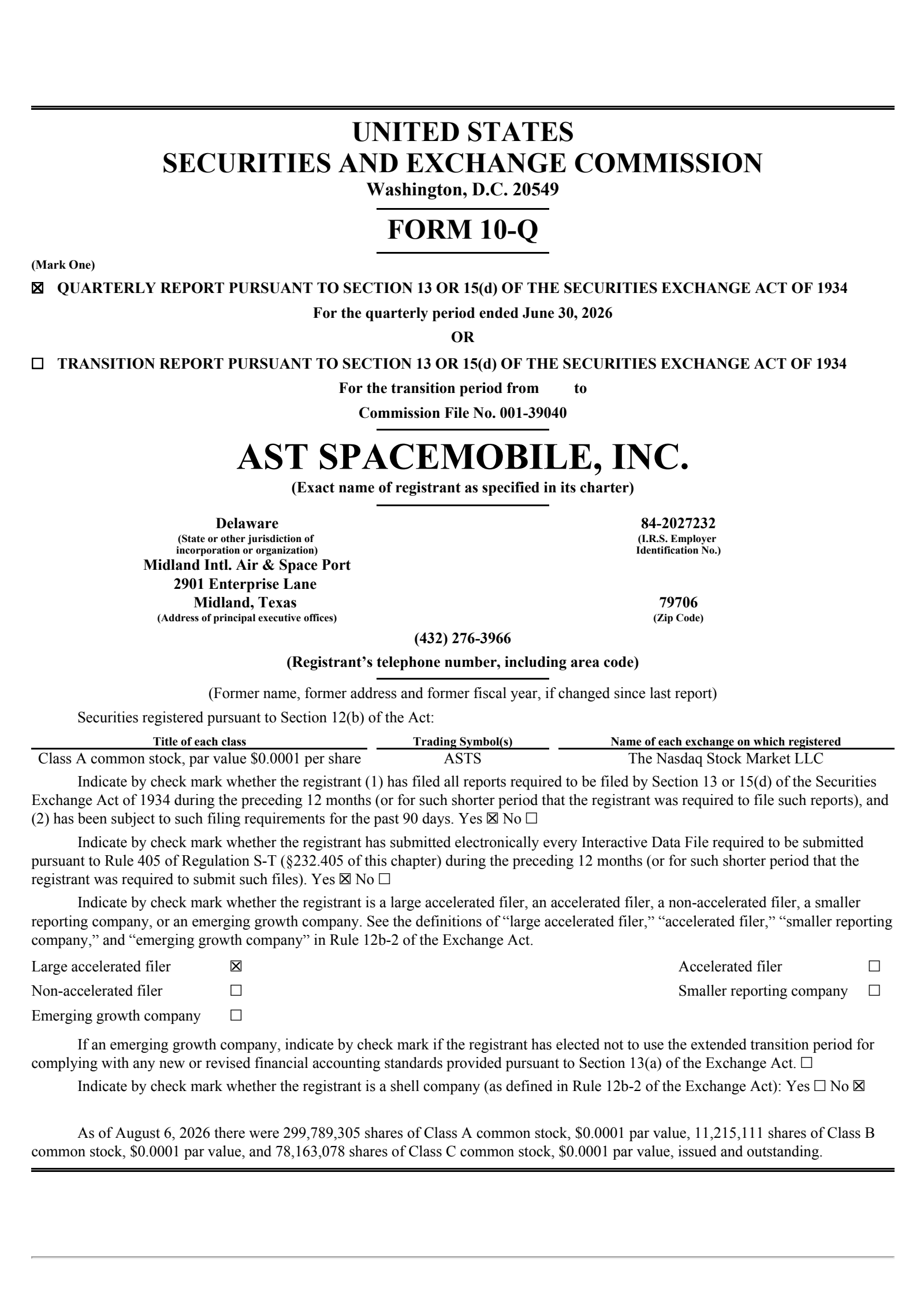AST SpaceMobile's Q2 2026 Quarterly report
