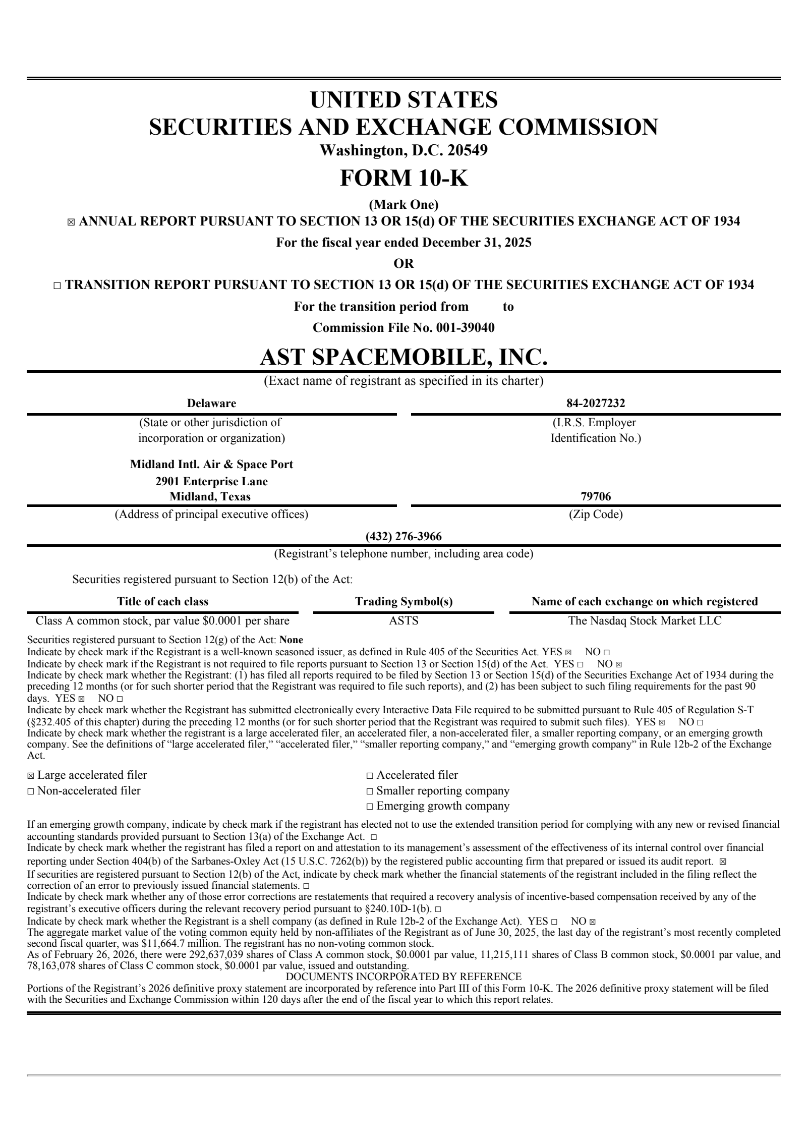AST SpaceMobile's Q4 2025 Annual report