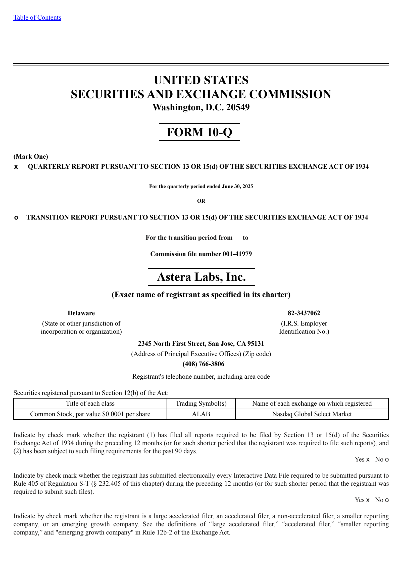 Astera Labs' Q2 2025 Quarterly report