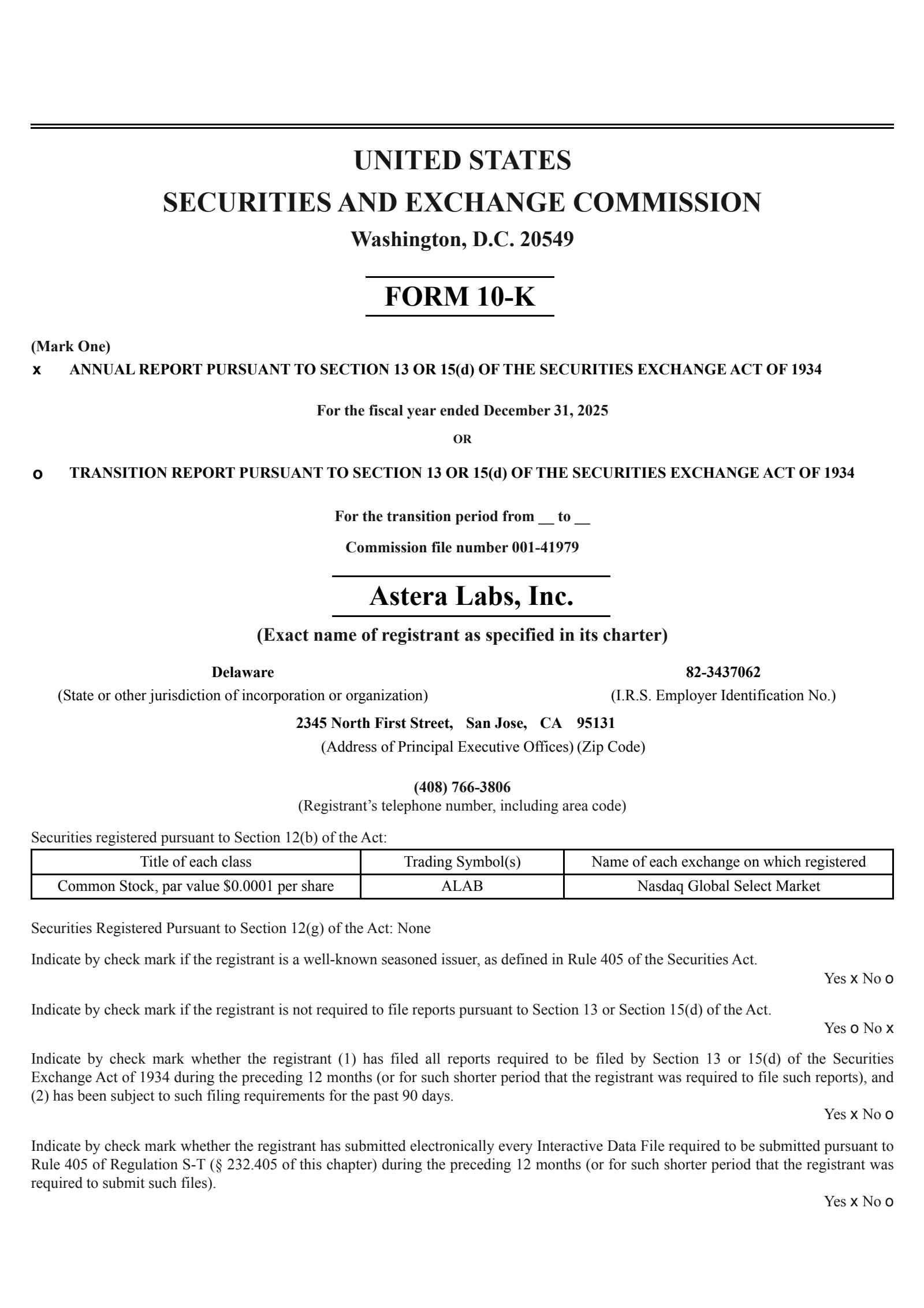 Astera Labs' Q4 2025 Annual report