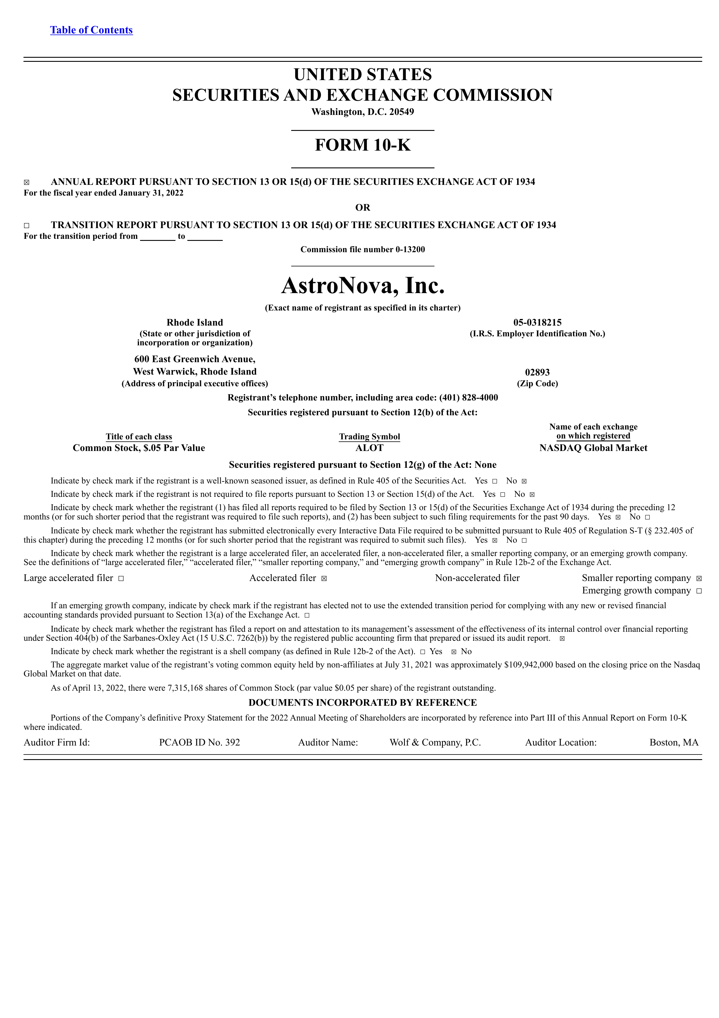 AstroNova's Q4 2022 Annual report