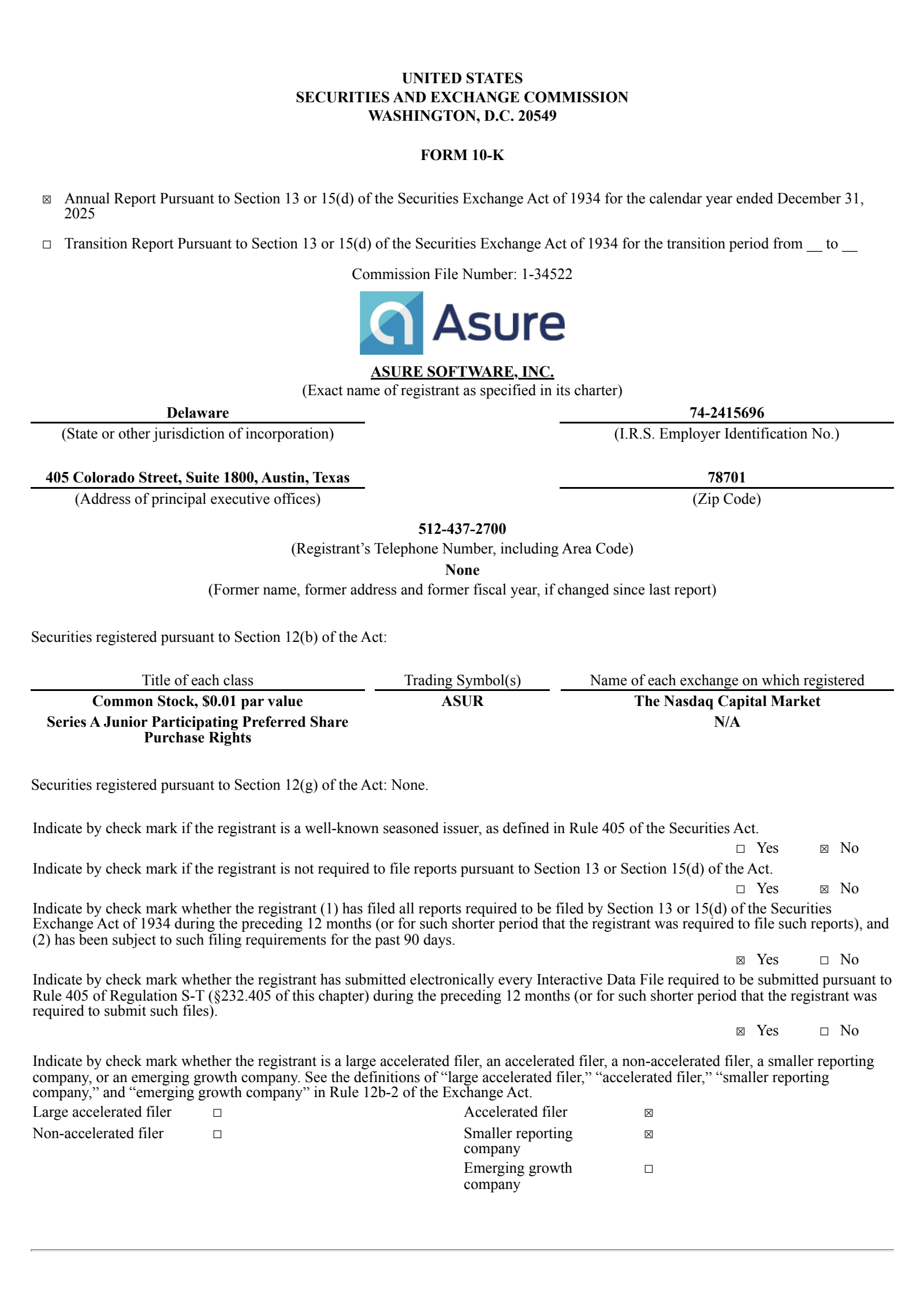 Asure Software's Q4 2025 Annual report