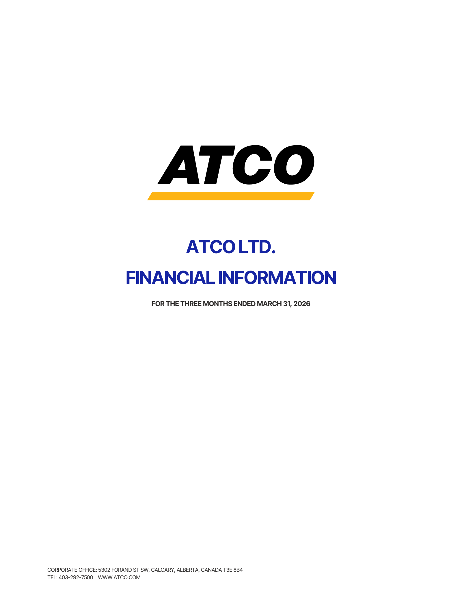 ATCO's Q1 2026 Interim report