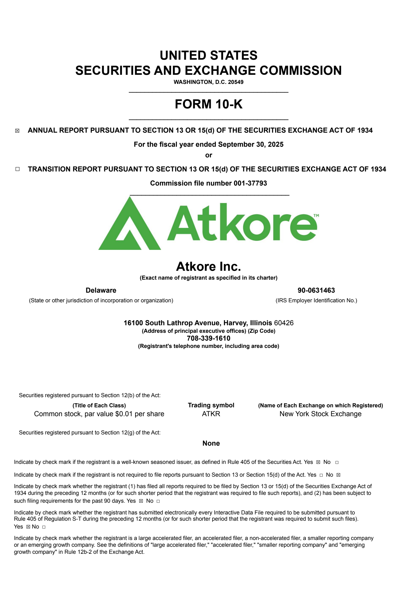 Atkore's Q4 2025 Annual Report