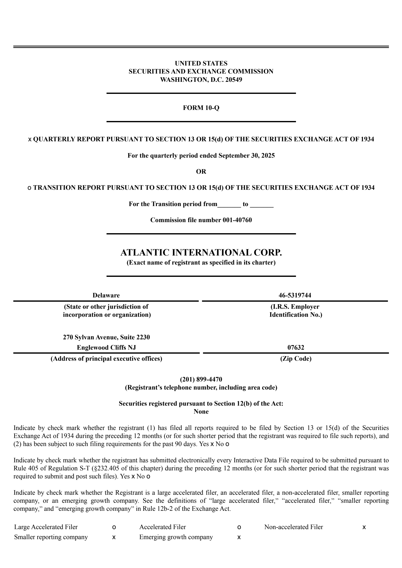 Atlantic International's Q3 2025 Quarterly report
