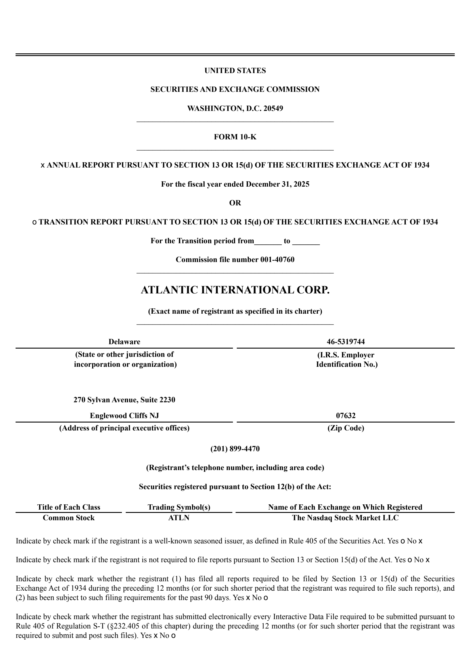 Atlantic International's Q4 2025 Annual report