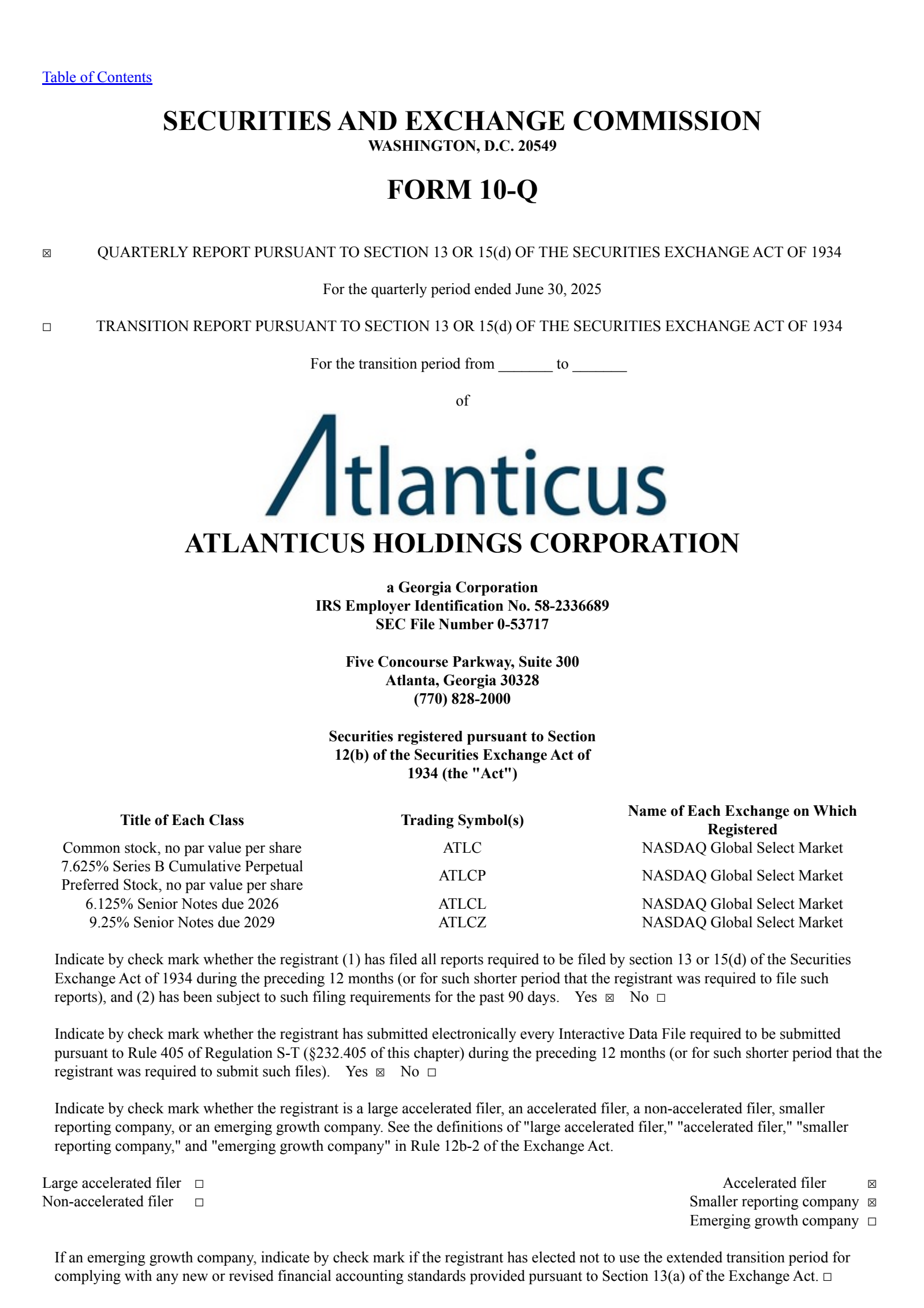 Atlanticus' Q2 2025 Quarterly report