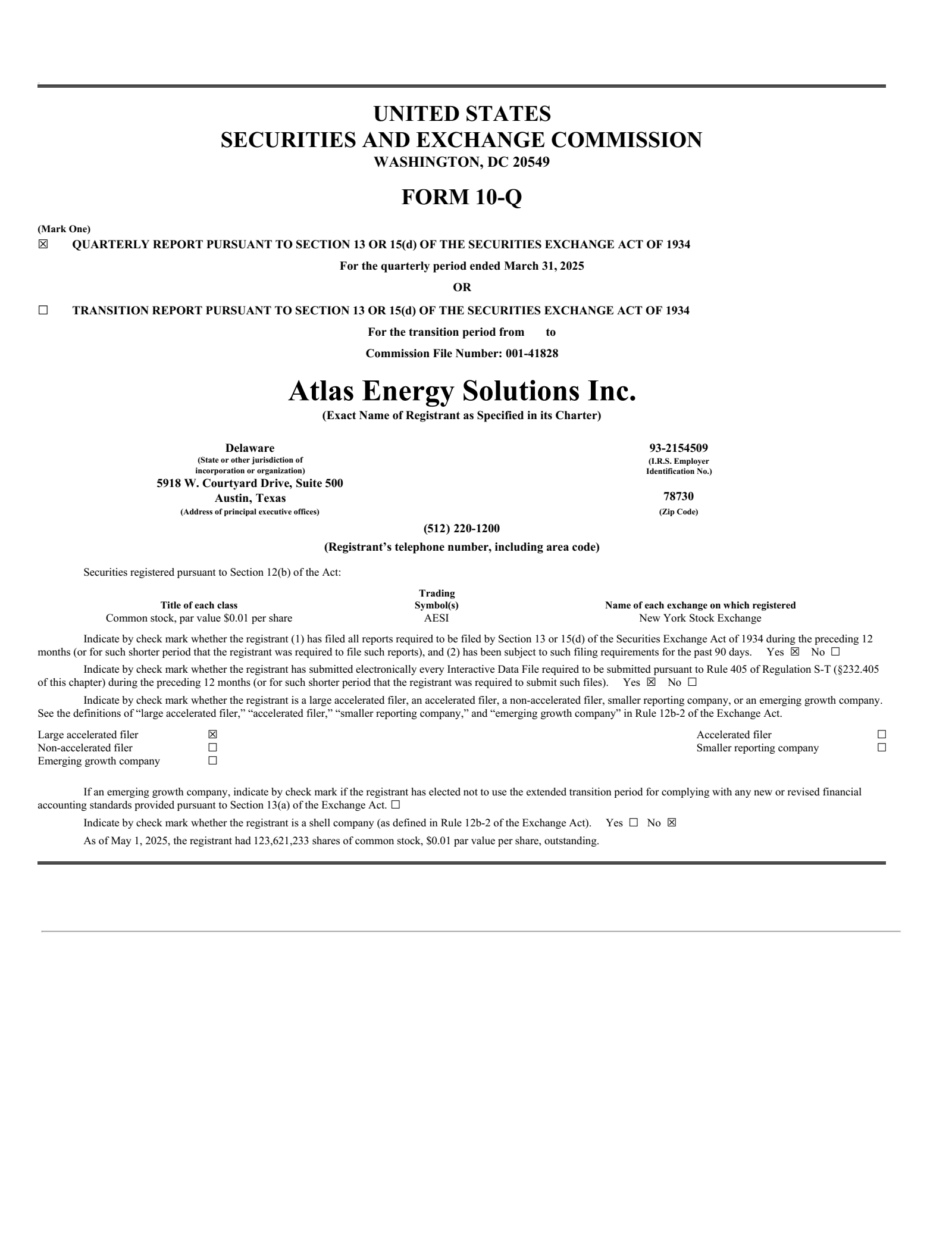 Atlas Energy Solutions' Q1 2025 Quarterly Report