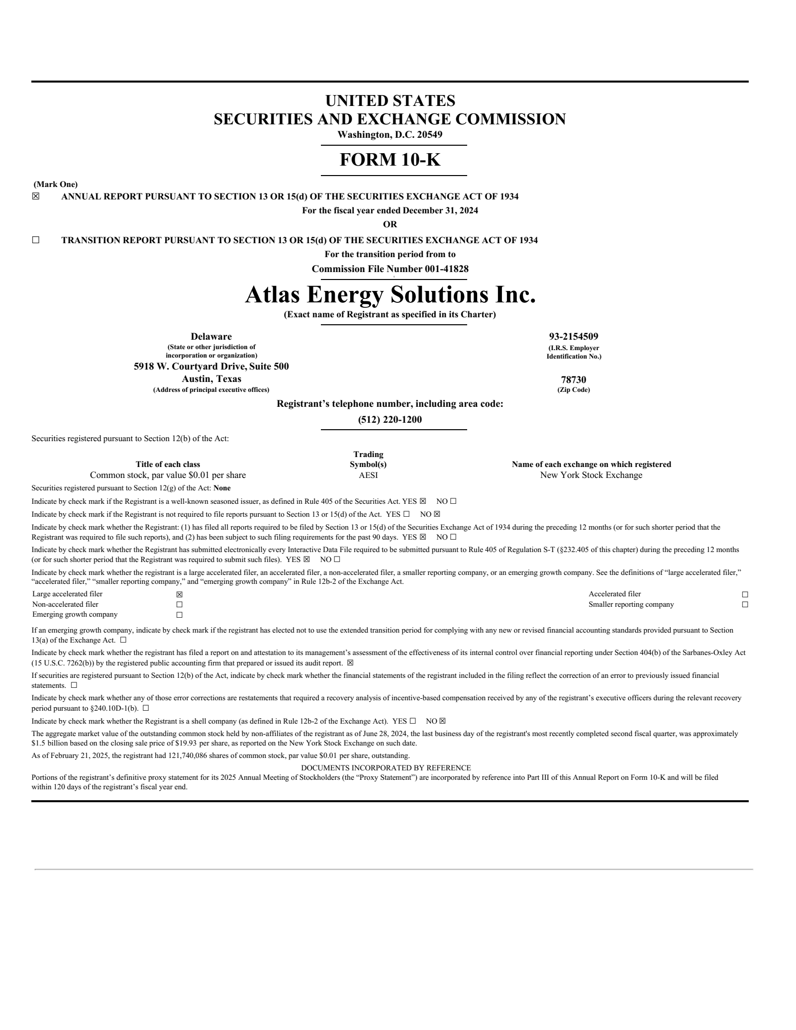 Atlas Energy Solutions' Q4 2024 Annual Report