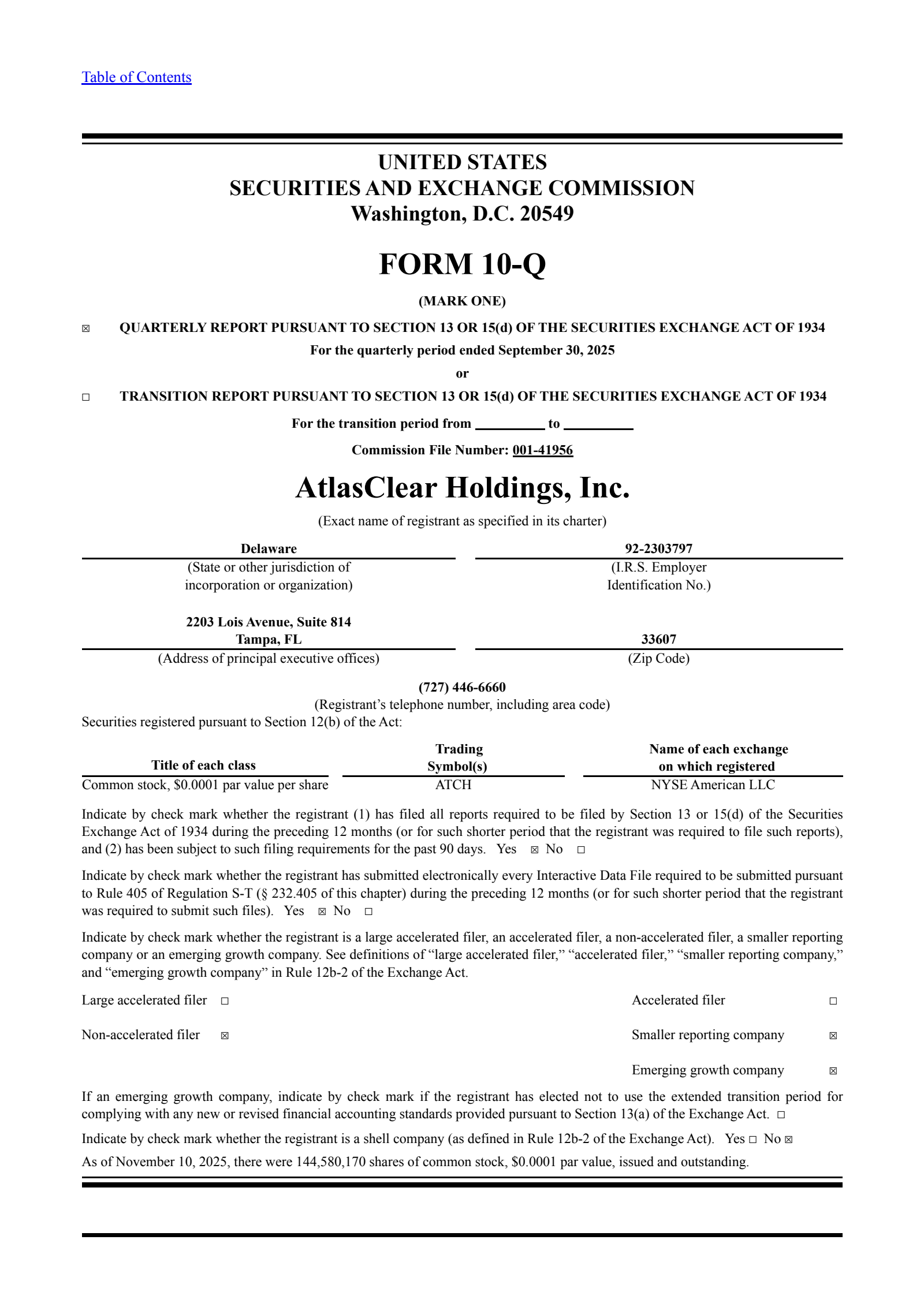 AtlasClear's Q1 2026 Quarterly Report