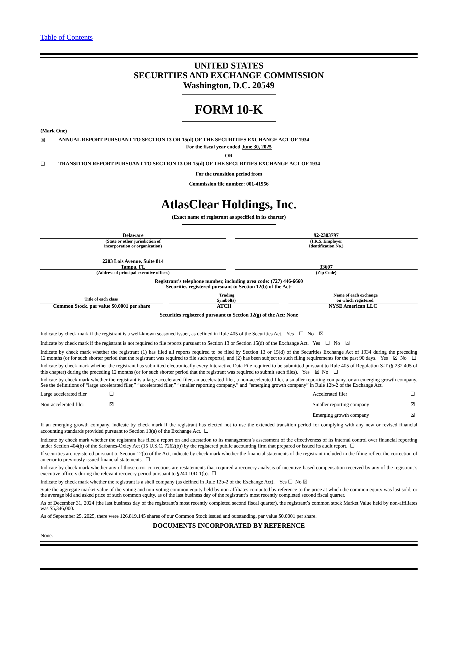 AtlasClear's Q4 2025 Annual report