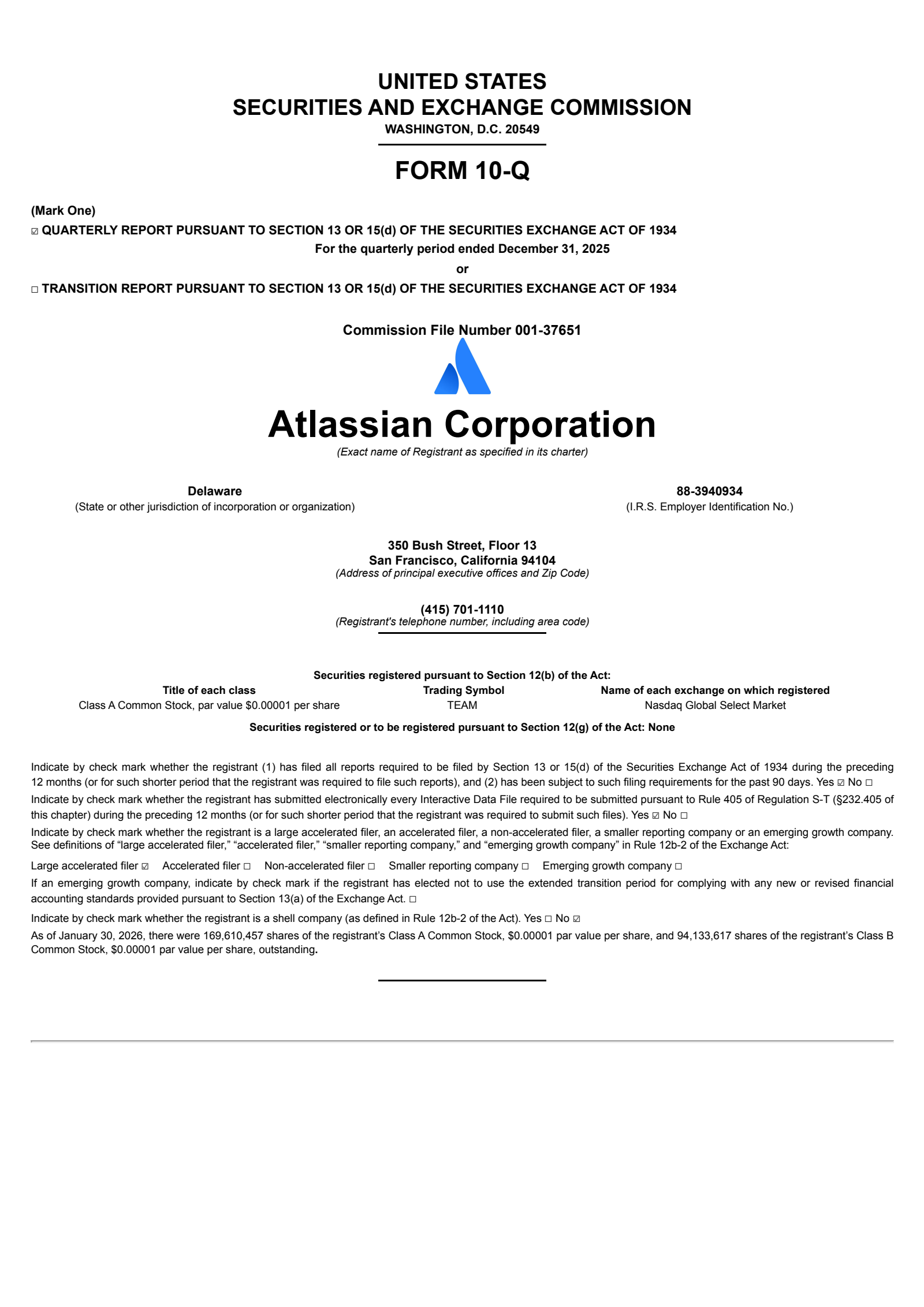 Atlassian's Q2 2026 Quarterly report
