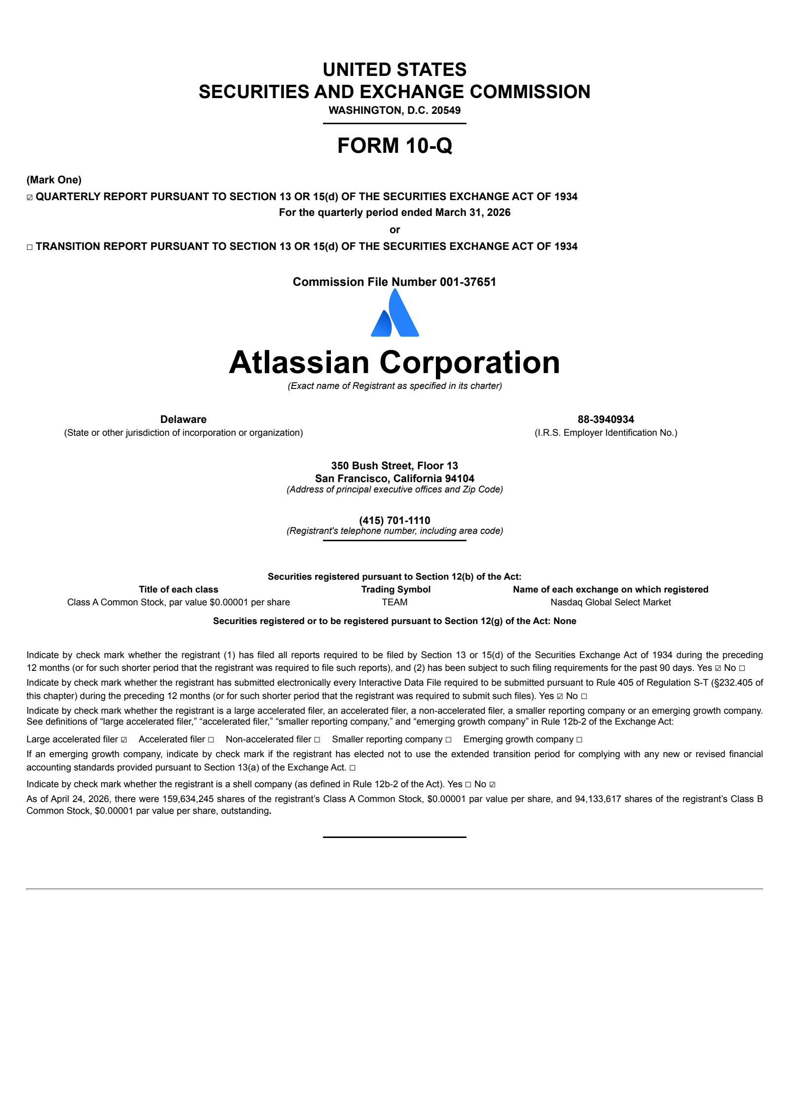 Atlassian's Q3 2026 Quarterly report