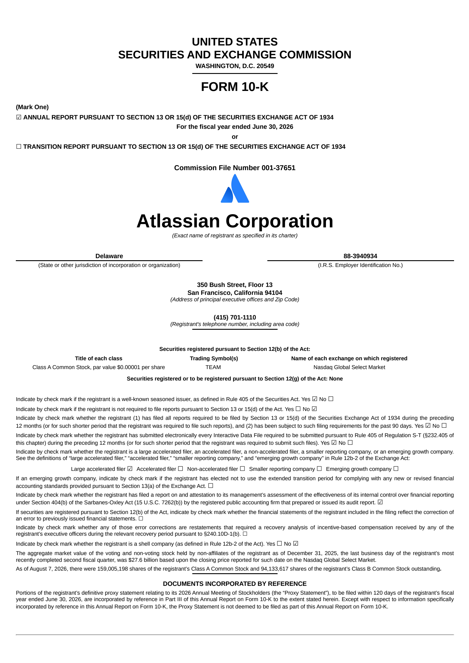 Atlassian's Q4 2026 Annual report