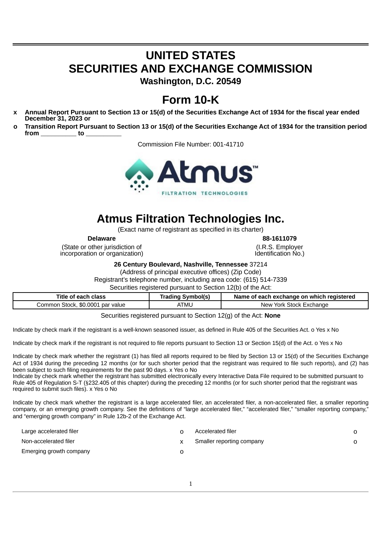 Atmus Filtration Technologies' Q4 2023 Annual report