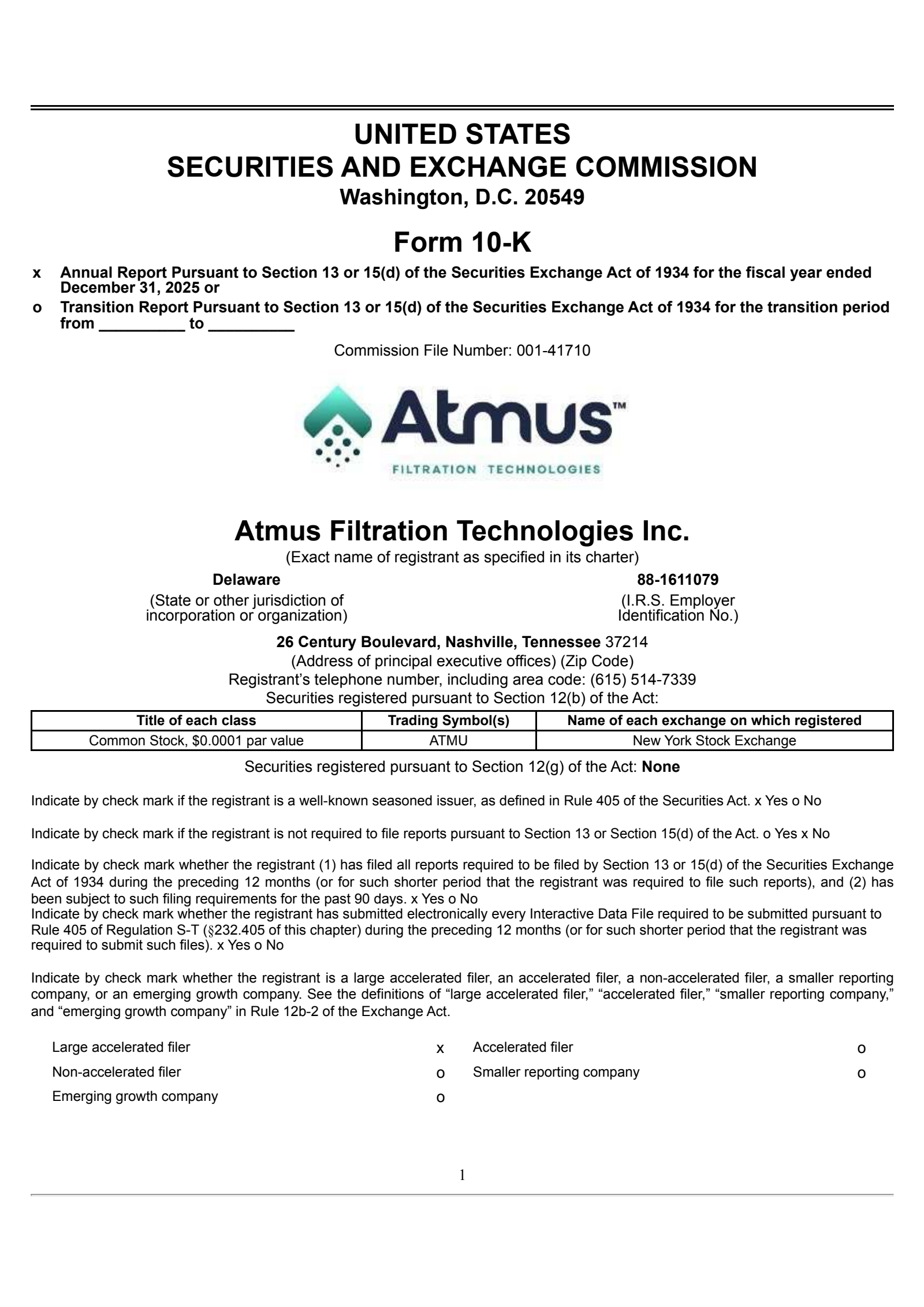 Atmus Filtration Technologies' Q4 2025 Annual report