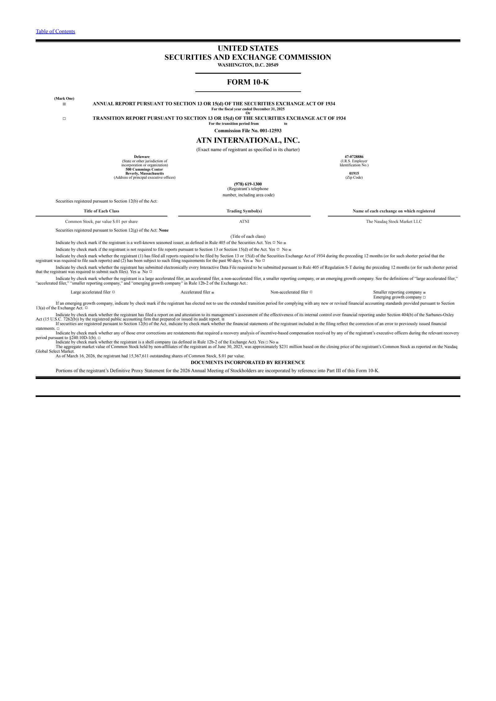 ATN International's Q4 2025 Annual report