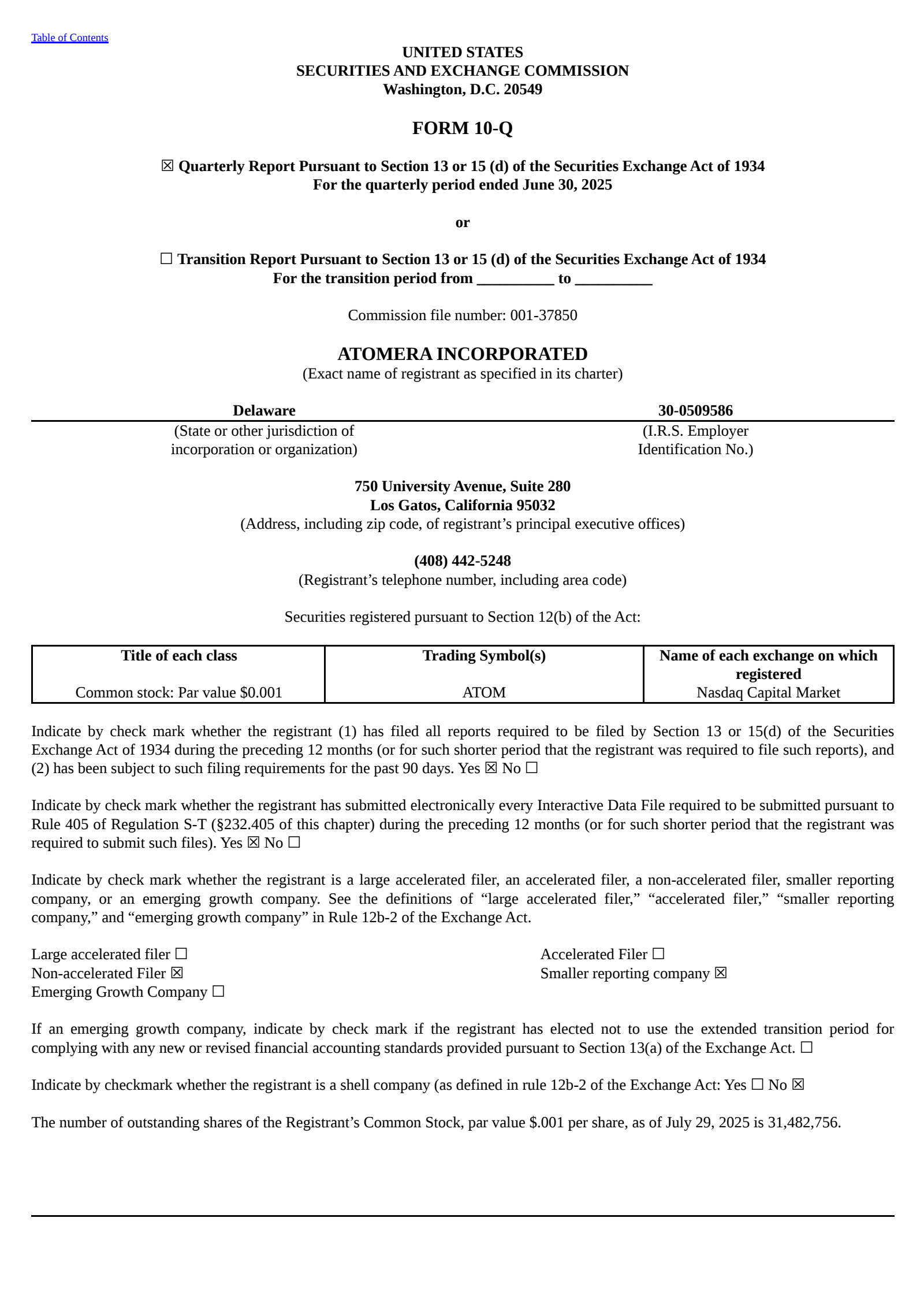 Atomera's Q2 2025 Quarterly report