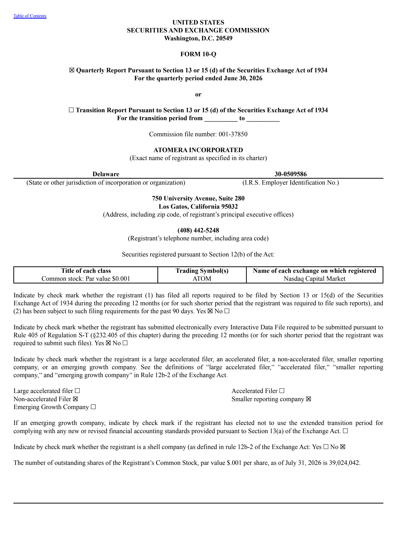 Atomera's Q2 2026 Quarterly report