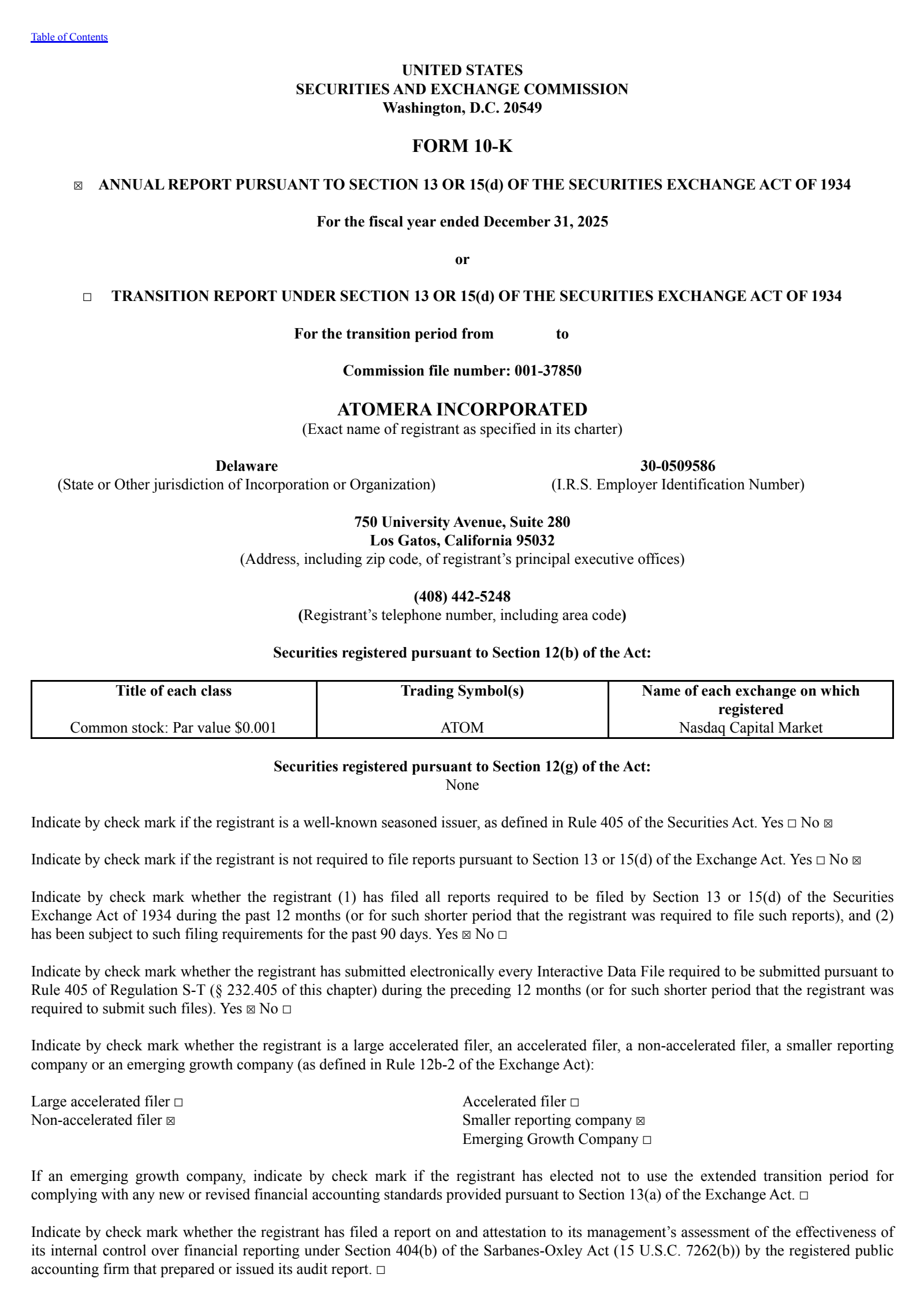 Atomera's Q4 2025 Annual report